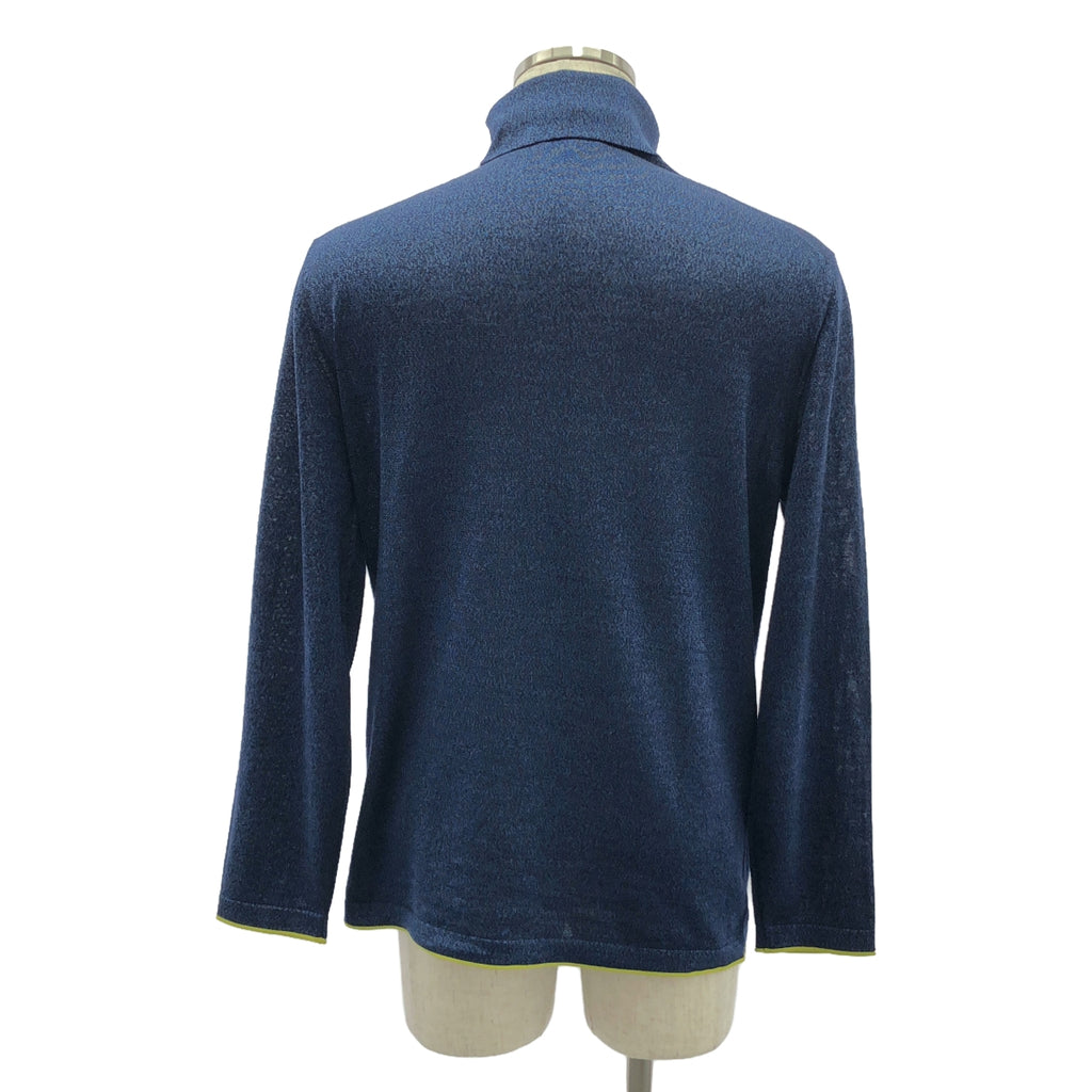 【美品】  HERMES / エルメス | シルク ウール タートルネック ニット プルオーバー | M | ブルー系 | メンズ