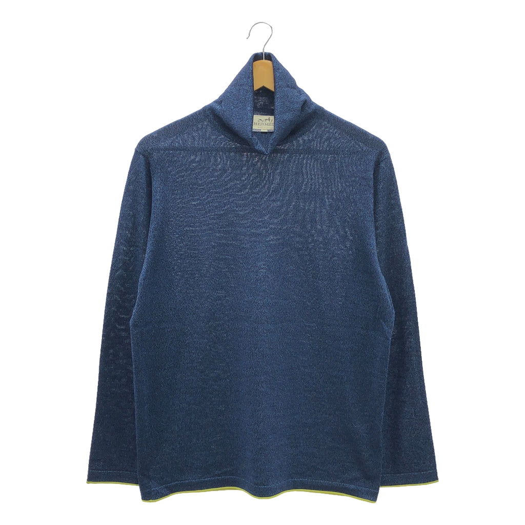 【美品】  HERMES / エルメス | シルク ウール タートルネック ニット プルオーバー | M | ブルー系 | メンズ