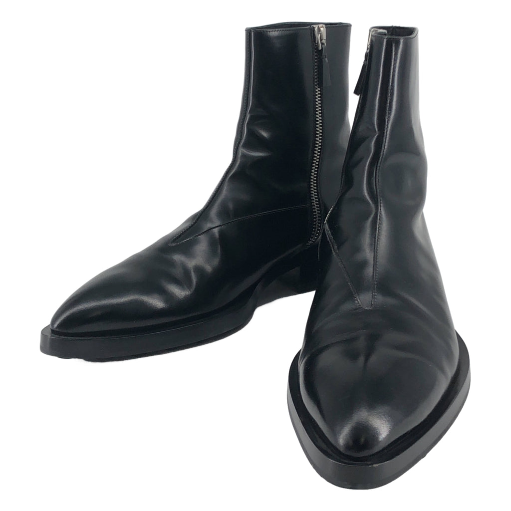 JIL SANDER / ジルサンダー | ankle boot / レザー プレートロゴ サイドジップ ショートブーツ | 44 | メンズ