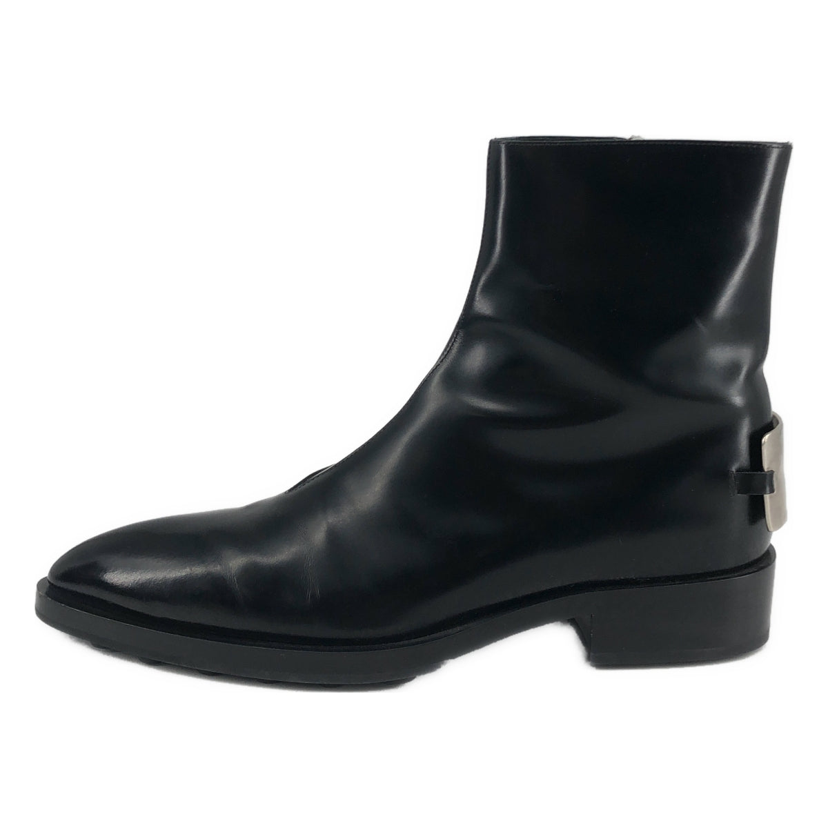 JIL SANDER / ジルサンダー | ankle boot / レザー プレートロゴ サイドジップ ショートブーツ | 44 | メンズ