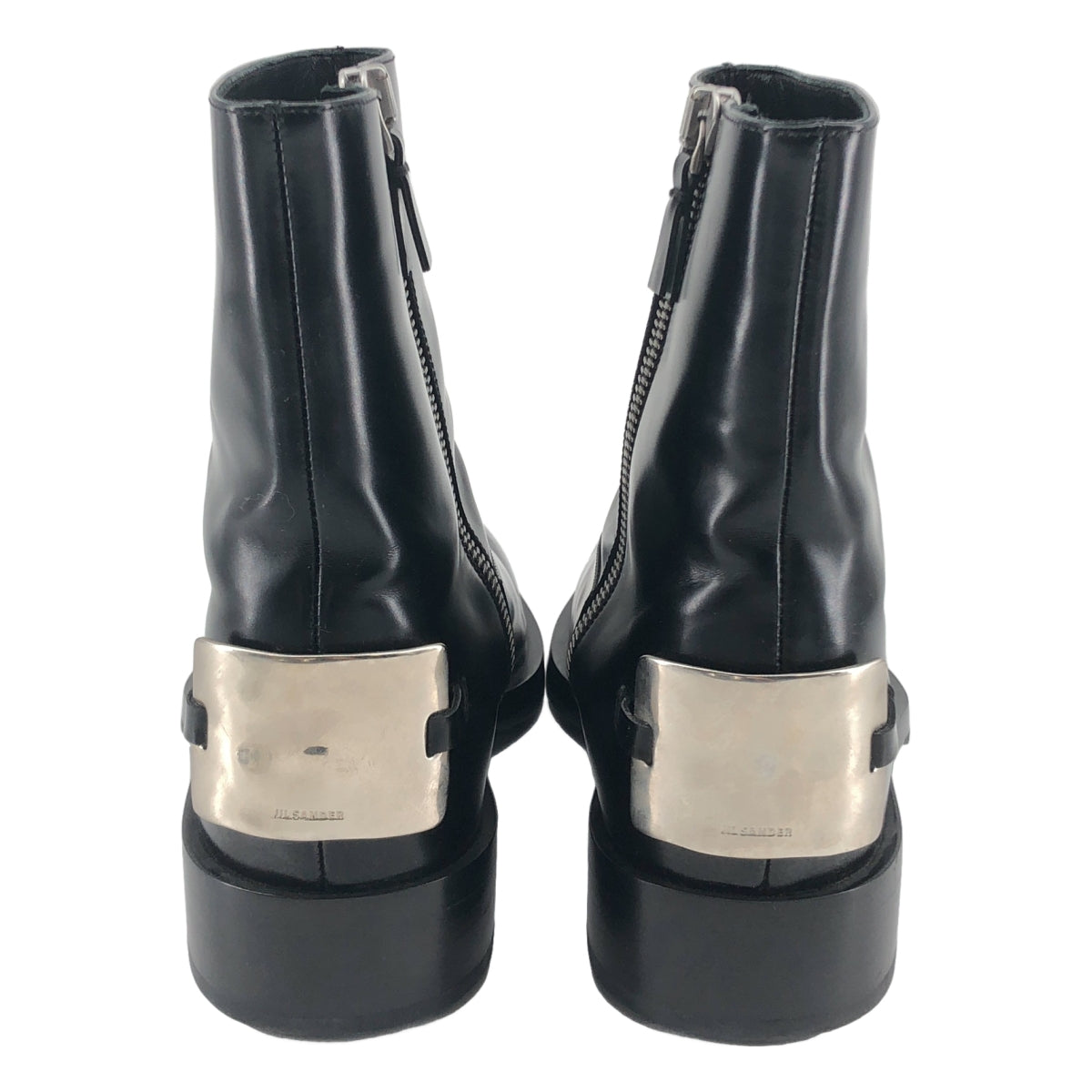 JIL SANDER / ジルサンダー | ankle boot / レザー プレートロゴ サイドジップ ショートブーツ | 44 | メンズ
