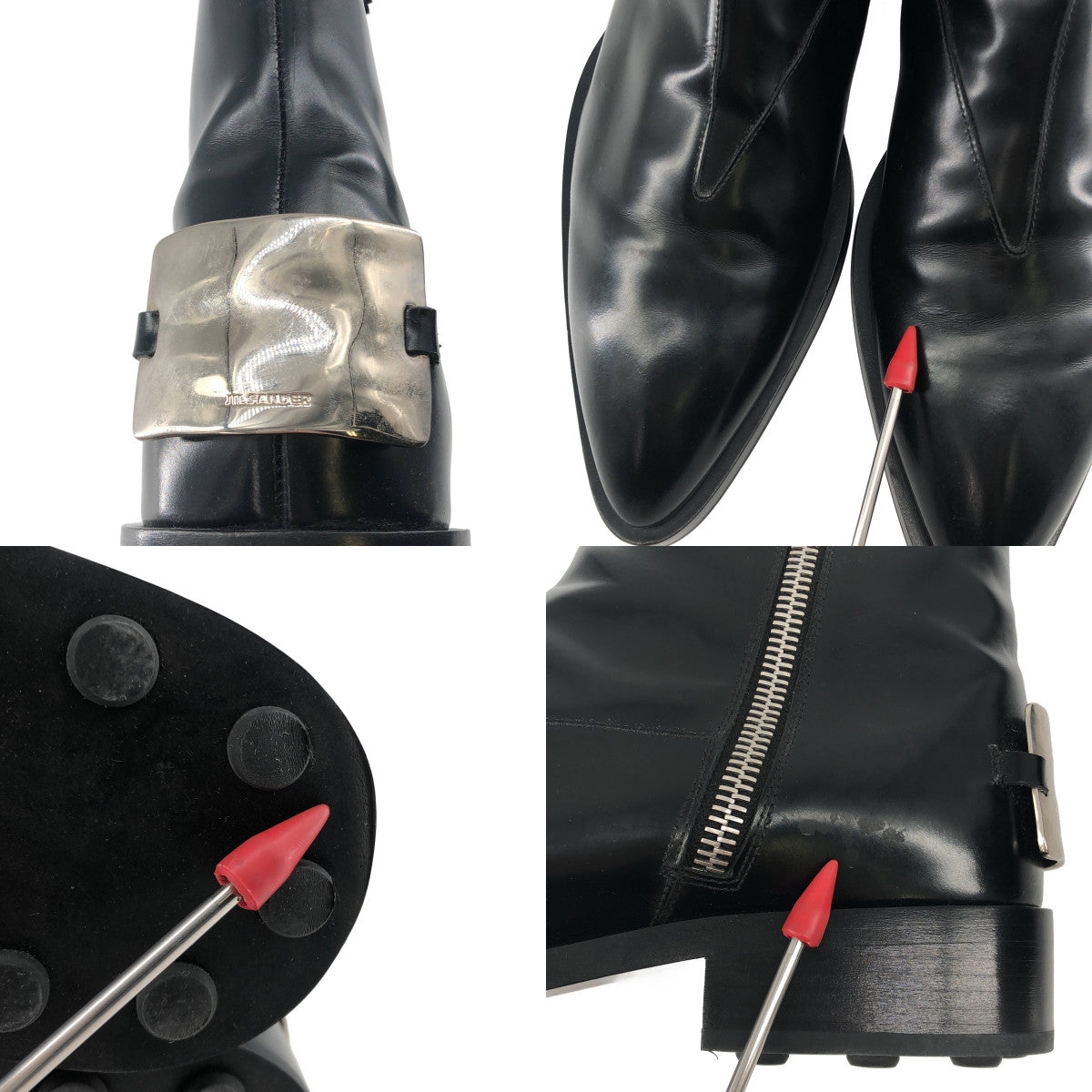 JIL SANDER / ジルサンダー | ankle boot / レザー プレートロゴ サイドジップ ショートブーツ | 44 | メンズ