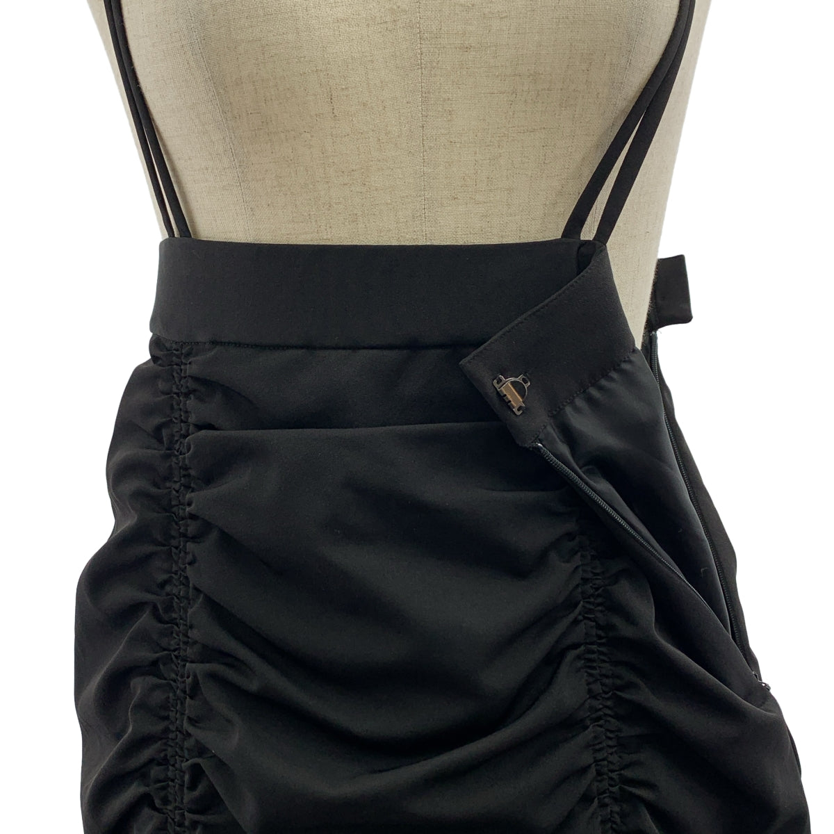 AMERI / 아메리 | VERTICAL GATHER SUSPENDER SKIRT 개더 롱 스커트 | M | 여성