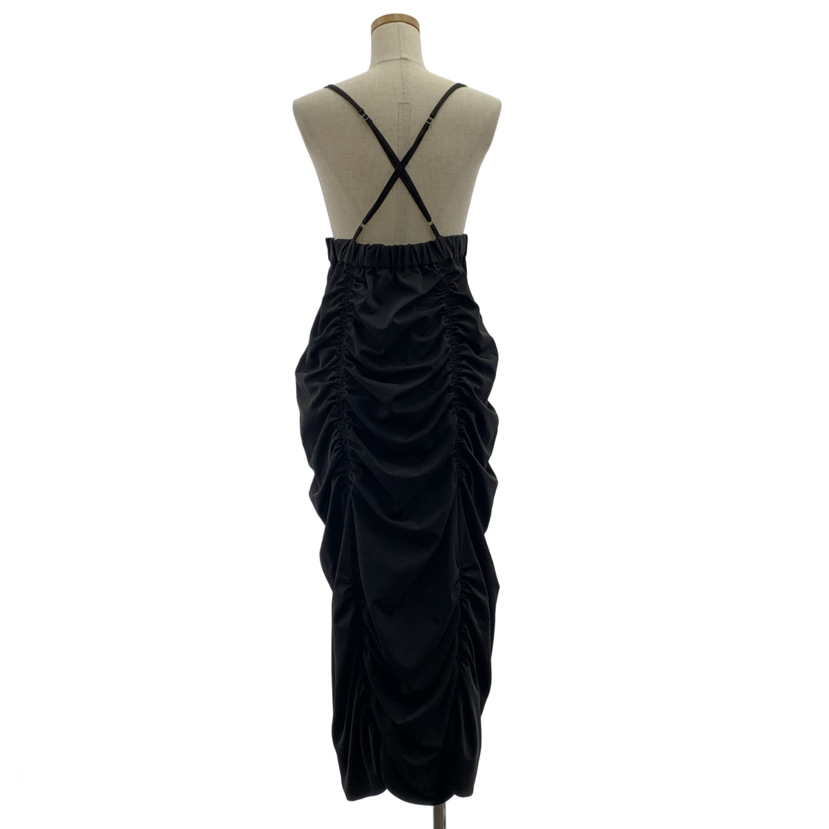AMERI / 아메리 | VERTICAL GATHER SUSPENDER SKIRT 개더 롱 스커트 | M | 여성