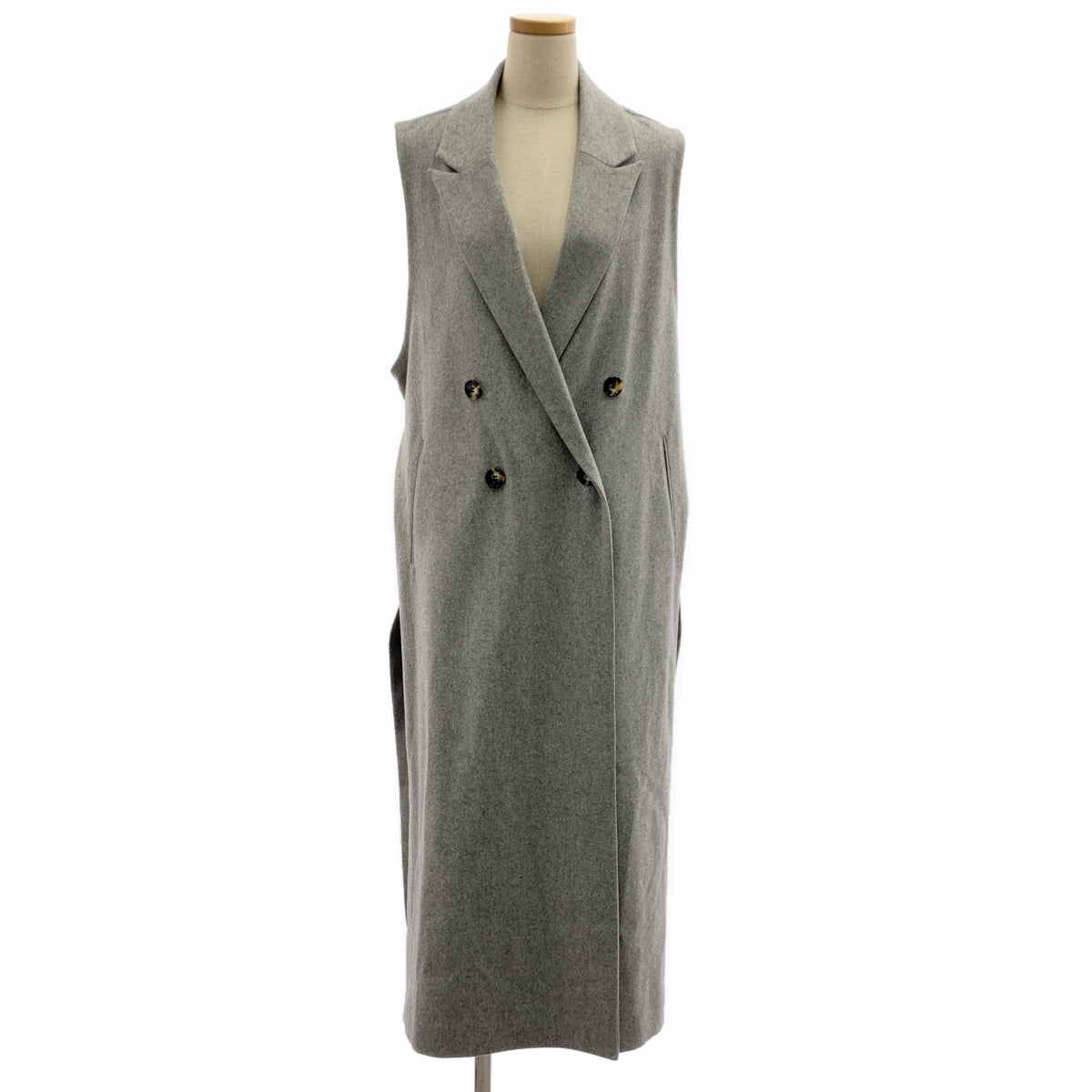 SACRA | 淺色麥爾登呢訂製領長款馬甲背心 | 尺寸 38 |