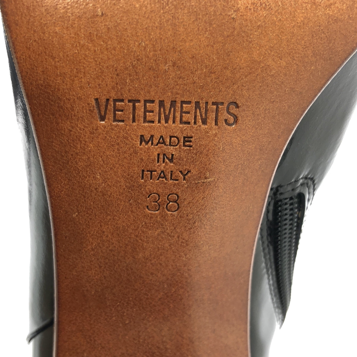 VETEMENTS / ヴェトモン | Reflector-heel leather ankle boots / レザー リフレクター ブーツ | 38 | ブラック | レディース