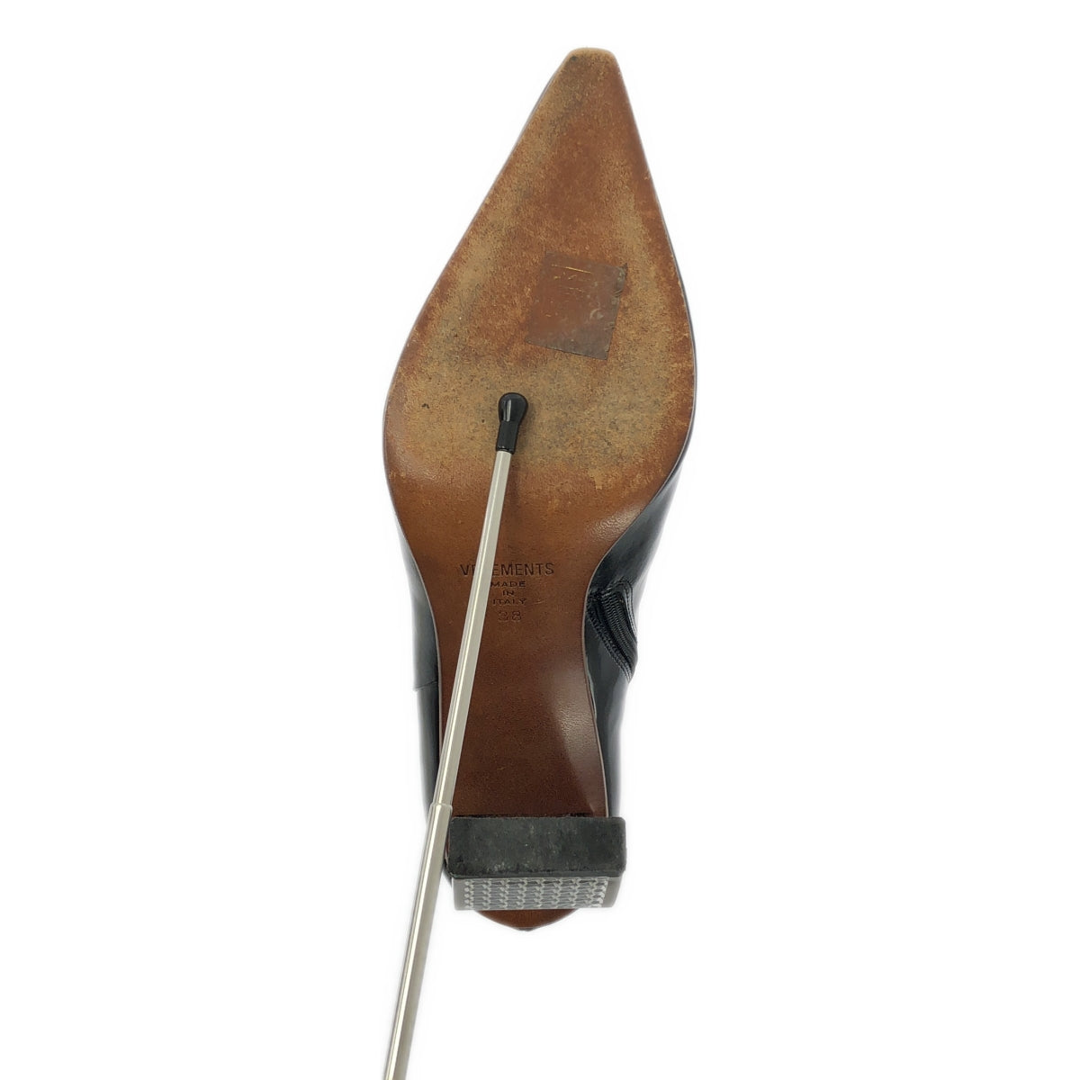 VETEMENTS / ヴェトモン | Reflector-heel leather ankle boots / レザー リフレクター ブーツ | 38 | ブラック | レディース