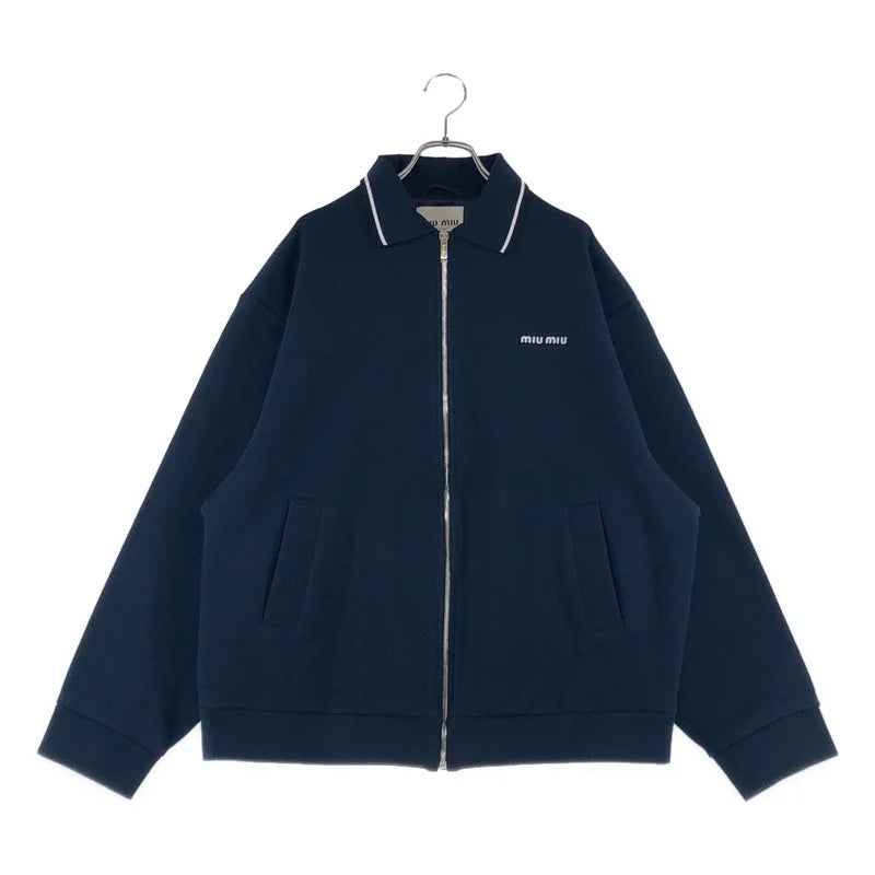 【美品】  miu miu / ミュウミュウ | ボンデットピケ テクニカルジャージー ジャケット | 40 | ネイビー | レディース