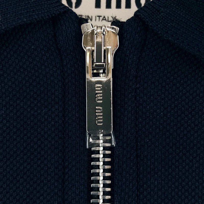 【美品】  miu miu / ミュウミュウ | ボンデットピケ テクニカルジャージー ジャケット | 40 | ネイビー | レディース