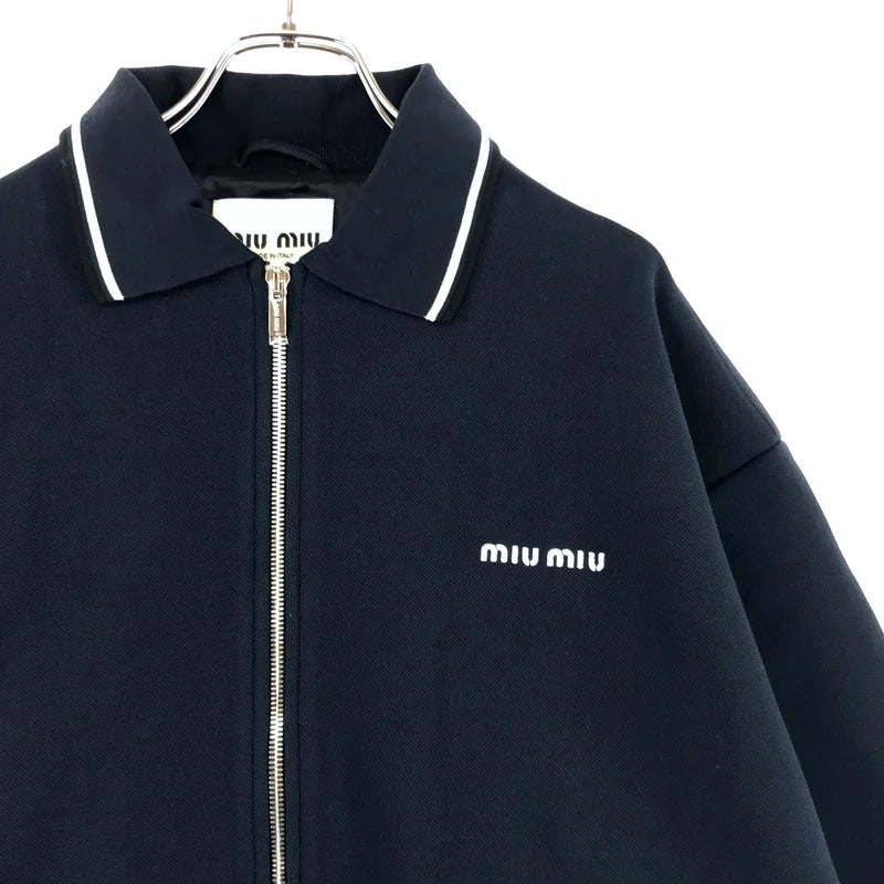 【美品】  miu miu / ミュウミュウ | ボンデットピケ テクニカルジャージー ジャケット | 40 | ネイビー | レディース