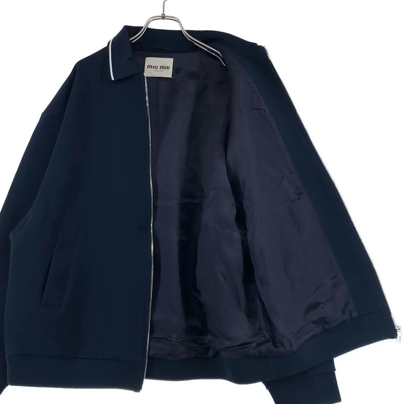 【美品】  miu miu / ミュウミュウ | ボンデットピケ テクニカルジャージー ジャケット | 40 | ネイビー | レディース