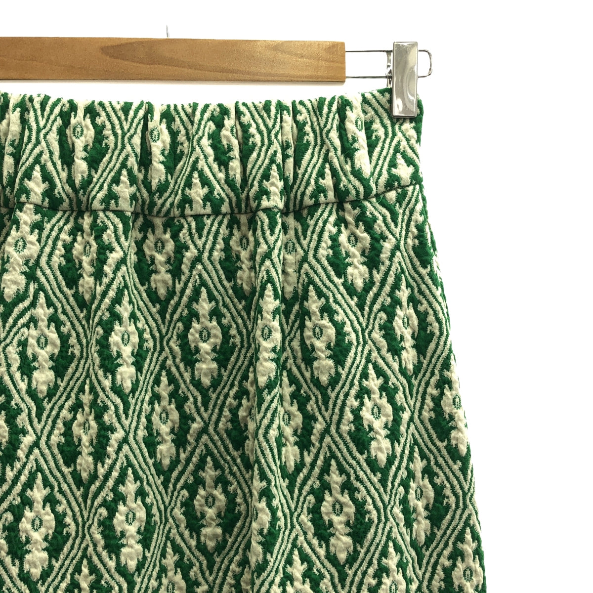 【미품】 Ray BEAMS / 레이빔스 | 자카드 프런트 Zip 타이트 스커트 | 0 | 그린 | 여성