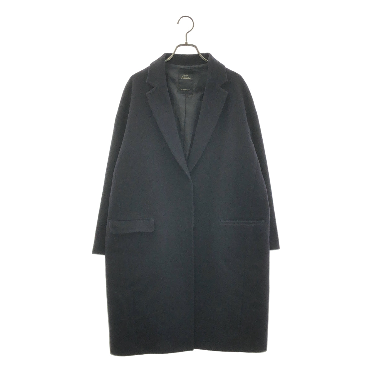 NOBLE / ノーブル | ウール カシミヤ チェスターコート | 40 | ネイビー | レディース
