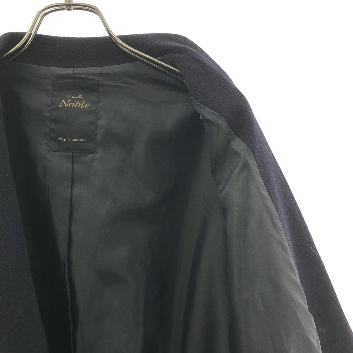 NOBLE / ノーブル | ウール カシミヤ チェスターコート | 40 | ネイビー | レディース