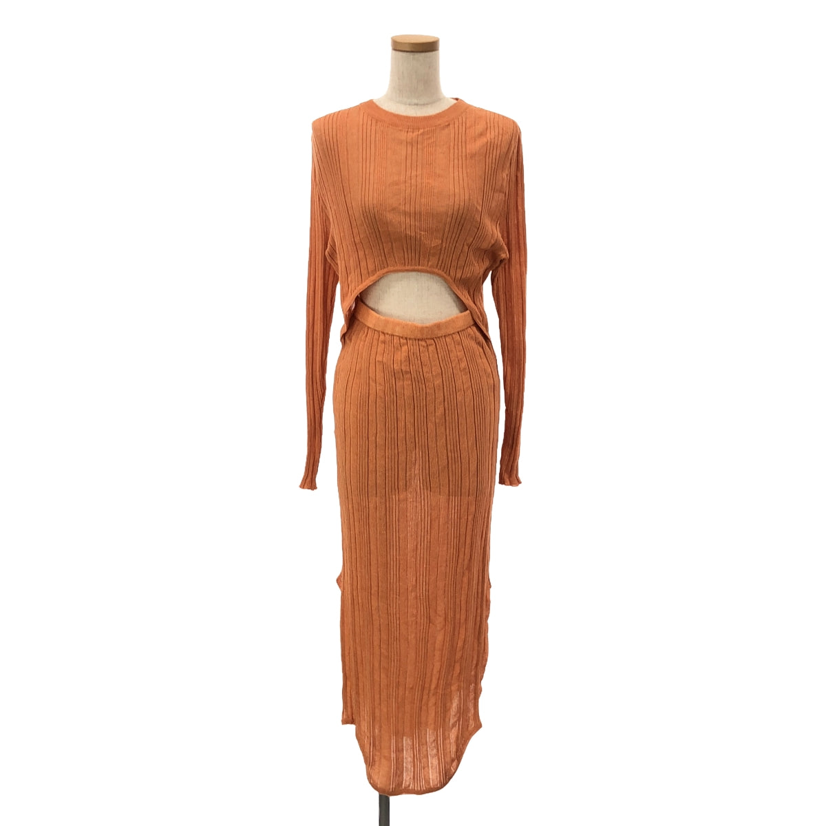 TAN | 2020SS | Front-open ribbed knit dress | F | Orange | Women's