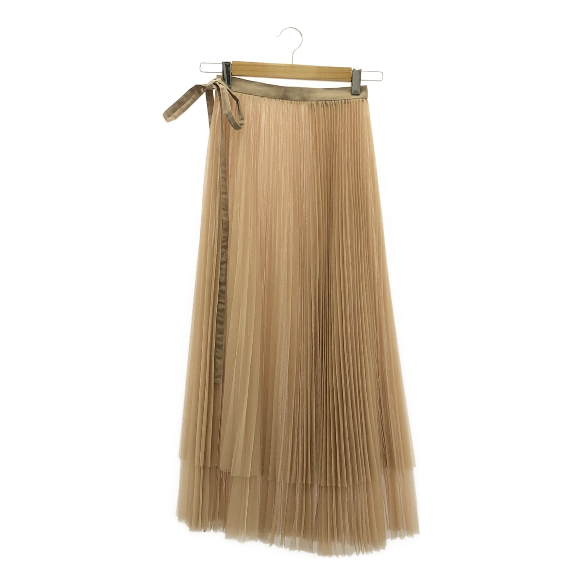 木定千花 |薄紗褶皺裹身裙 |米色 |女性的