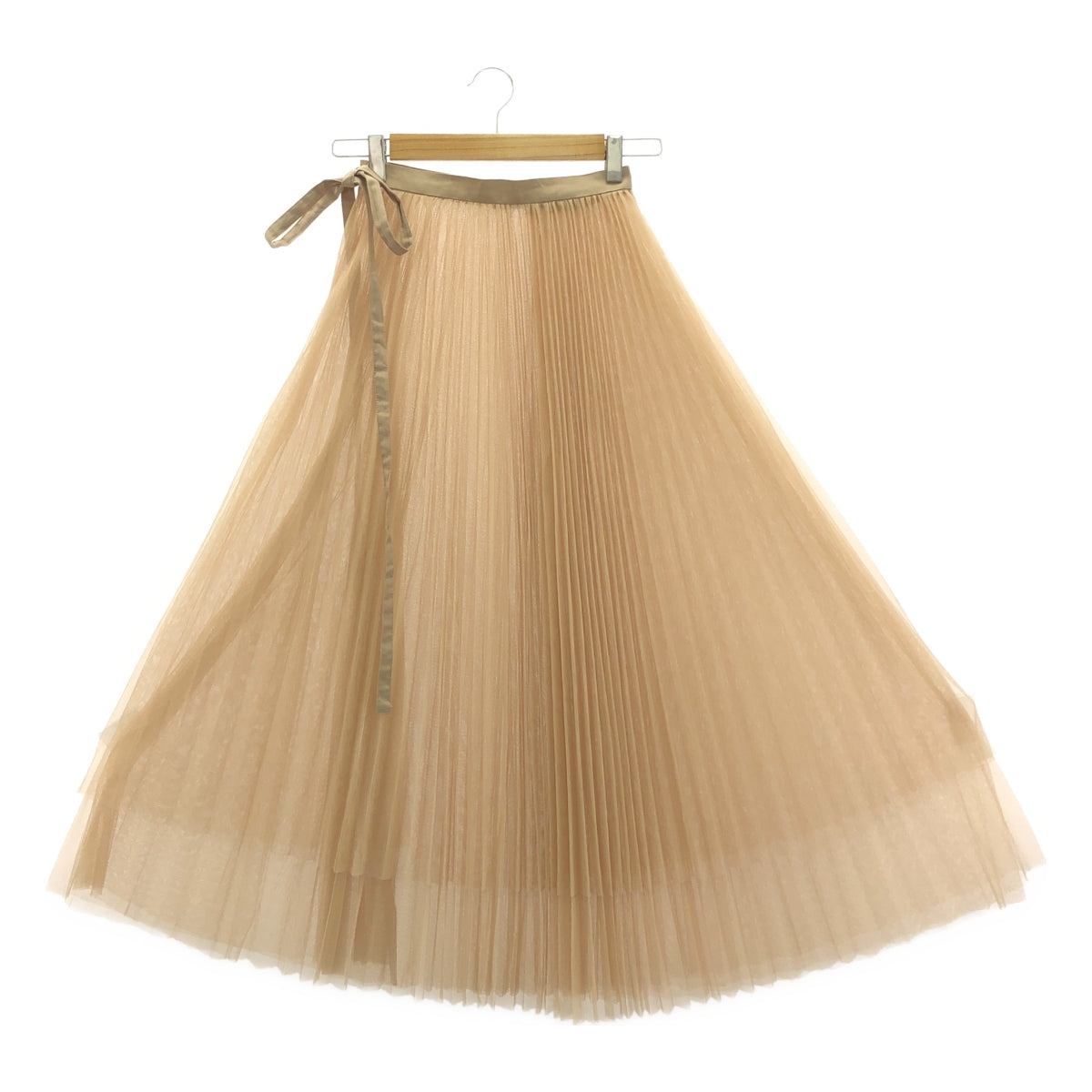 木定千花 |薄紗褶皺裹身裙 |米色 |女性的