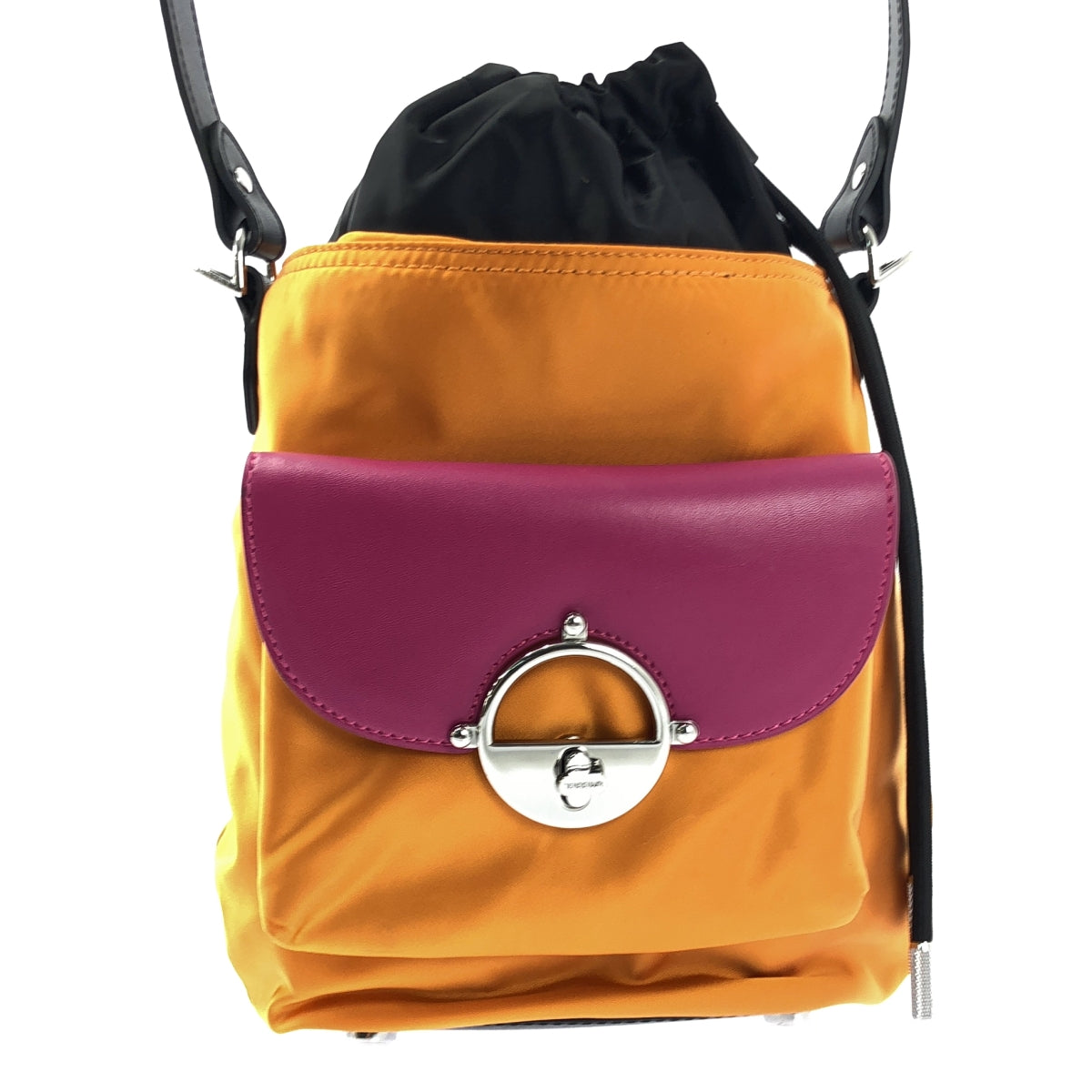 [狀況極佳] DIESEL | 皮革 Mylon 抽繩單肩包 | 橘色/粉紅色/黑色 | 女款