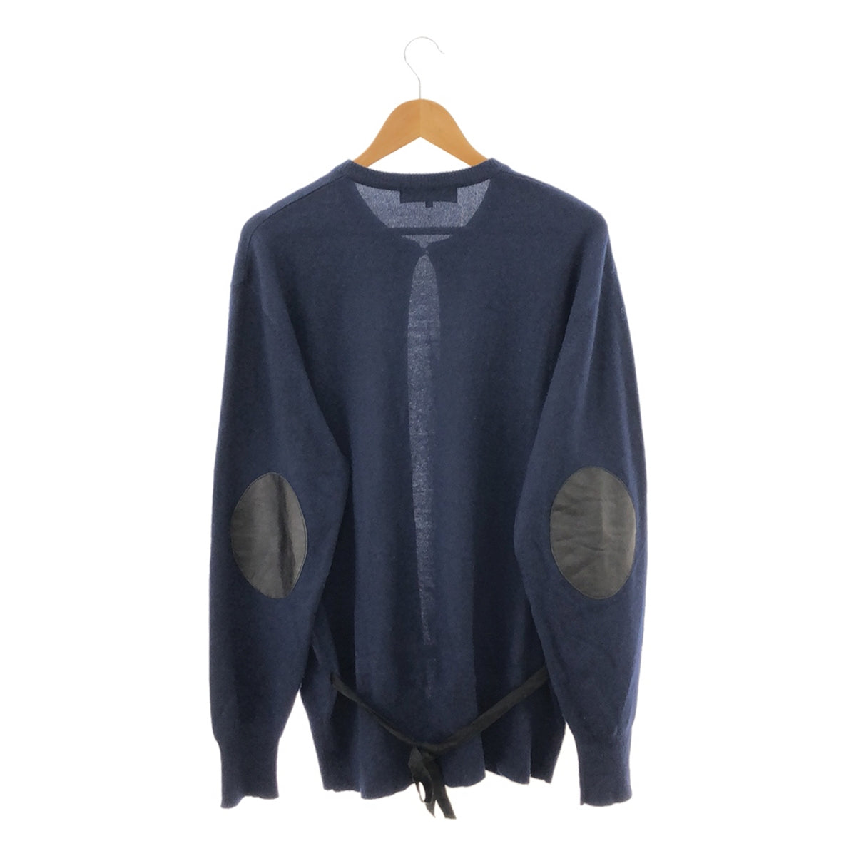 ISABEL MARANT | Silk Cashmere Elbow Patch Crew Neck Knit Cardigan | M | Navy | Women's