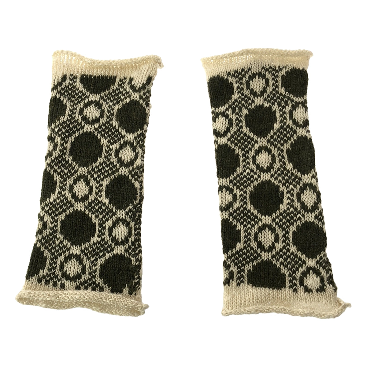 【新品】  OLUBIYI THOMAS / オルヴィトーマス | 2022AW | wool wrist warmers gloves ウール ジャガード フィンガーレスグローブ アームウォーマー | F | フォレスト