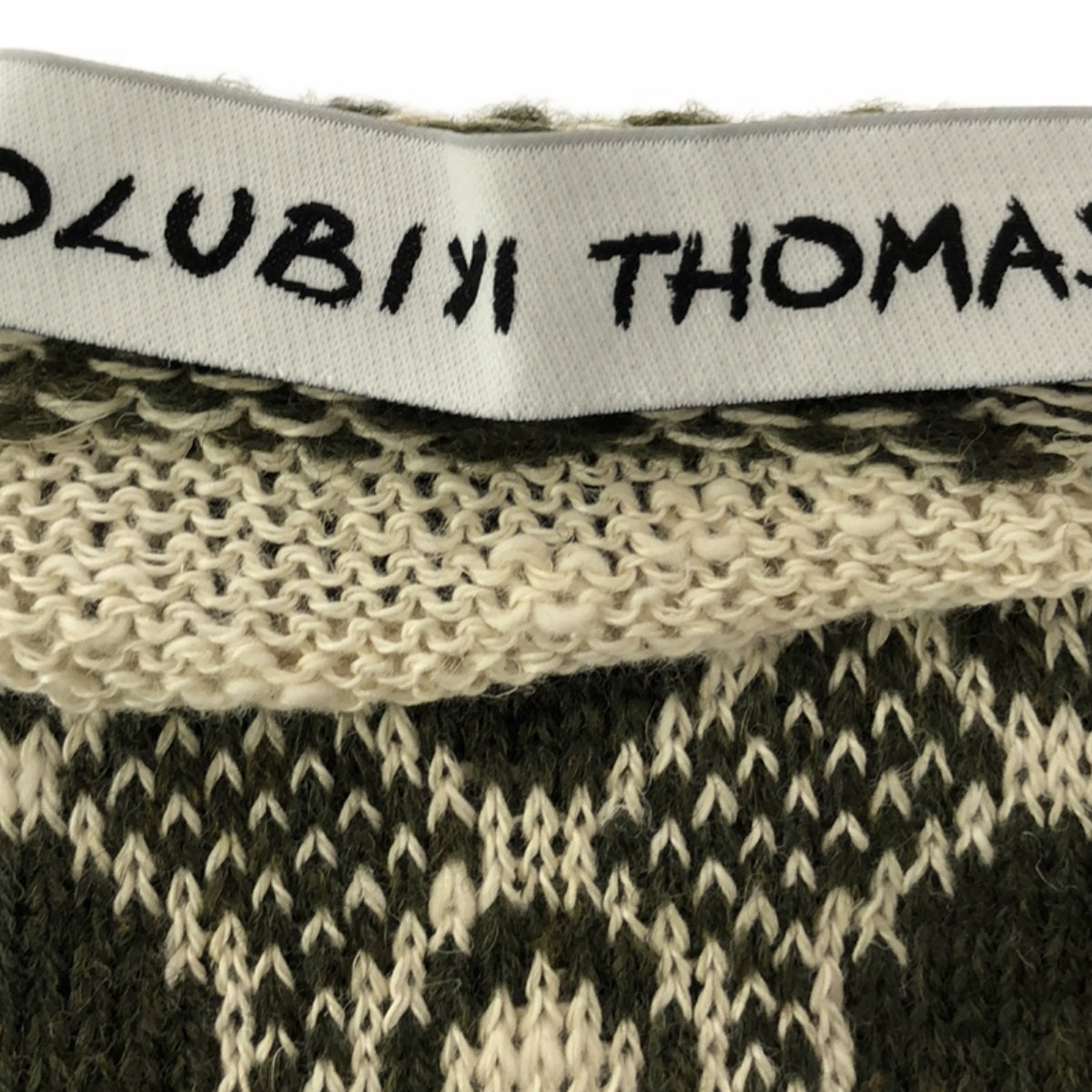 【新品】  OLUBIYI THOMAS / オルヴィトーマス | 2022AW | wool wrist warmers gloves ウール ジャガード フィンガーレスグローブ アームウォーマー | F | フォレスト