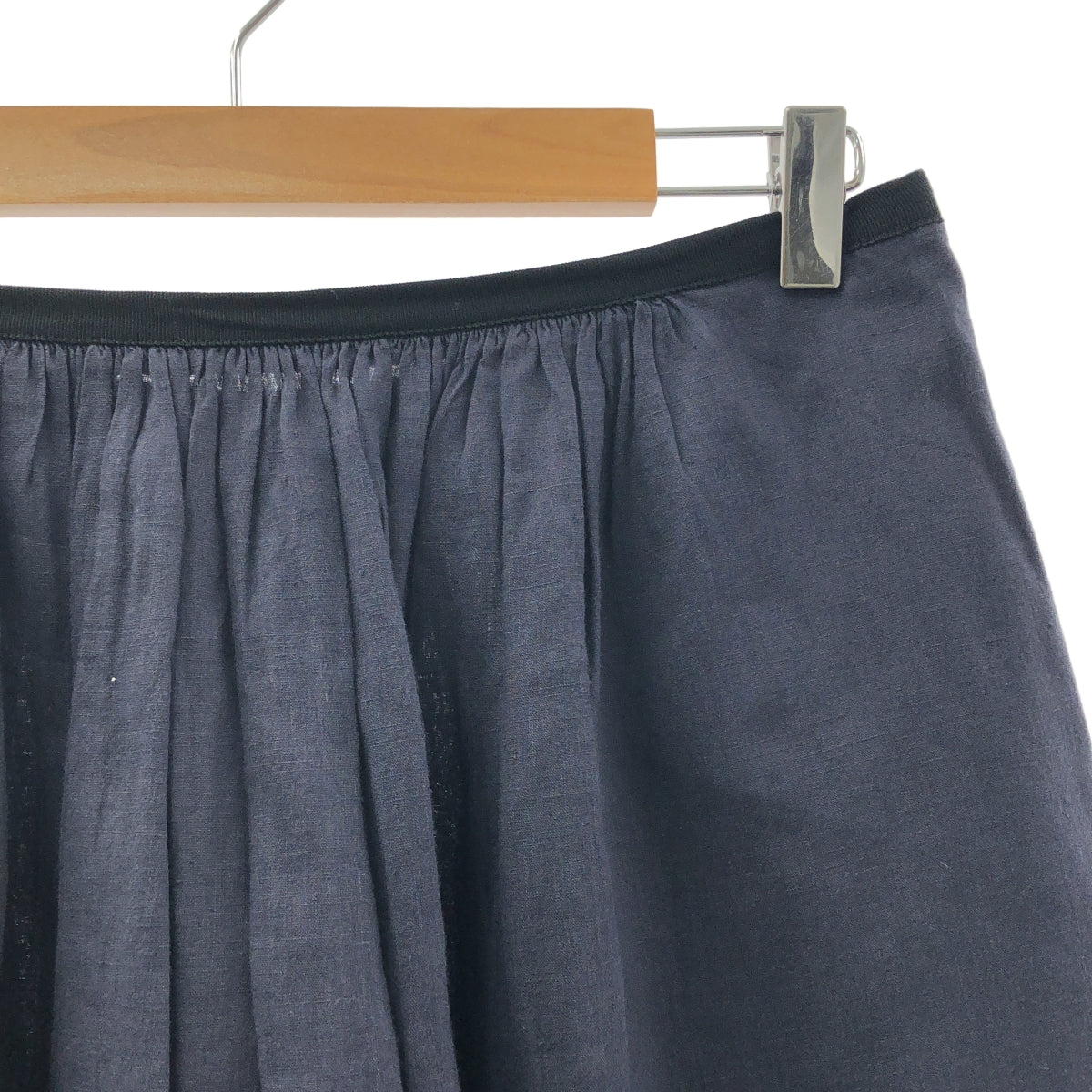瑪格麗特豪厄爾 | 亞麻褶皺側拉鍊半身裙 | 2 碼 | 海軍藍 | 女款
