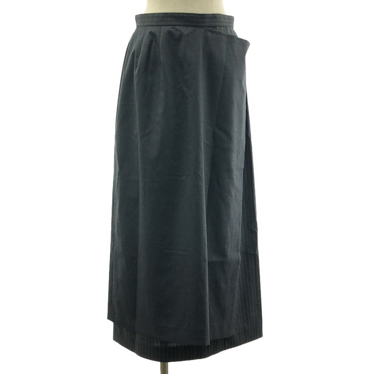 [狀況極佳] Chika Kisada 的 Mila Schon | 羊毛條紋拼接裙 | 尺寸 42 | 灰色 | 女款