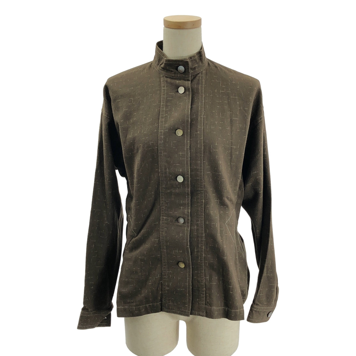 ISSEY MIYAKE / イッセイミヤケ | 初期タグ / セットアップ 総柄 シャツ タックスカート | 9 | ブラウン | レディース