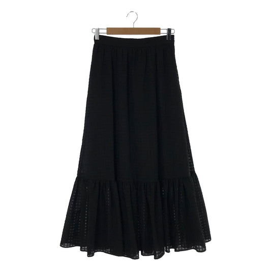 UNITED ARROWS | Seersucker Tiered Long Skirt | 38 | Black | Women's