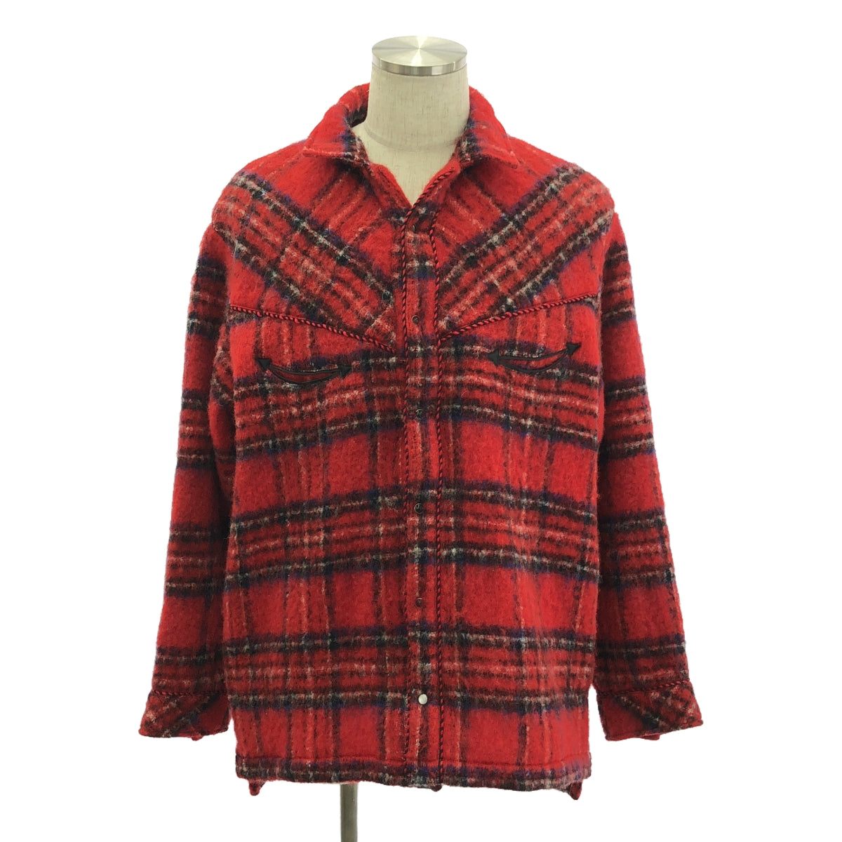 TANAKA / タナカ | WESTERNER OVERSHIRT RED SHAGGY PLAID / シャギーウエスタンシャツ ジャケット | M | メンズ