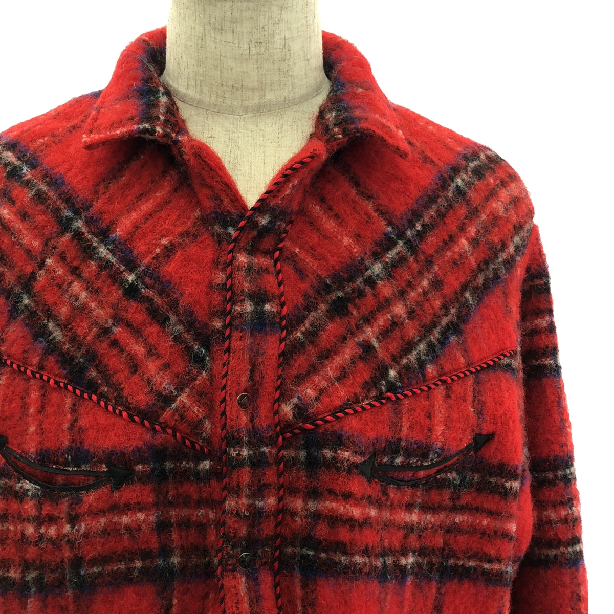 TANAKA / タナカ | WESTERNER OVERSHIRT RED SHAGGY PLAID / シャギーウエスタンシャツ ジャケット | M | レッド | メンズ