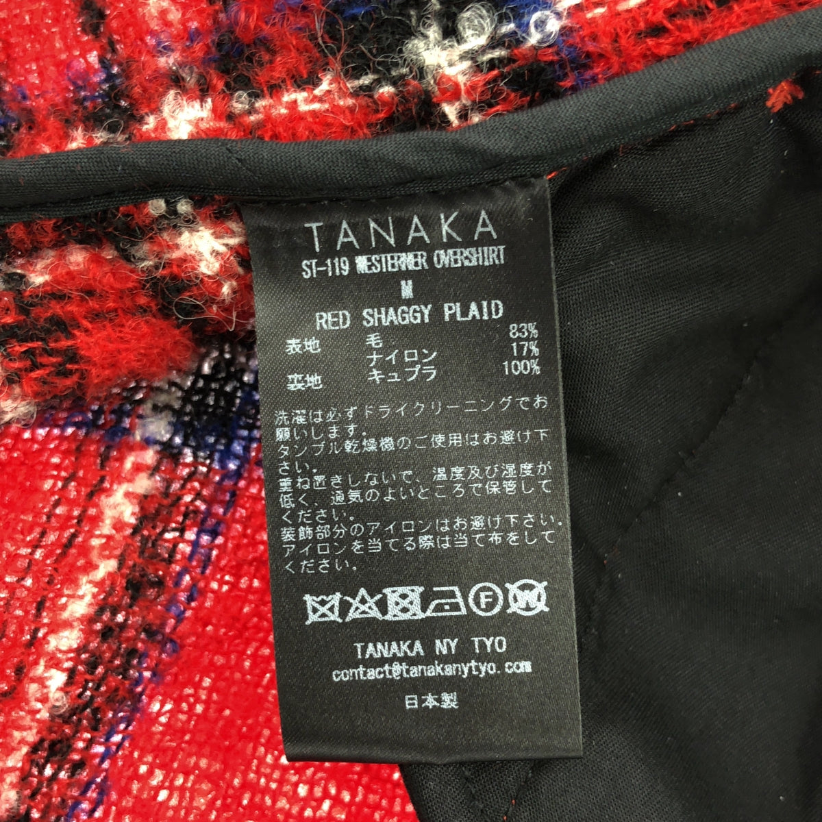 TANAKA / タナカ | WESTERNER OVERSHIRT RED SHAGGY PLAID / シャギーウエスタンシャツ ジャケット | M | メンズ