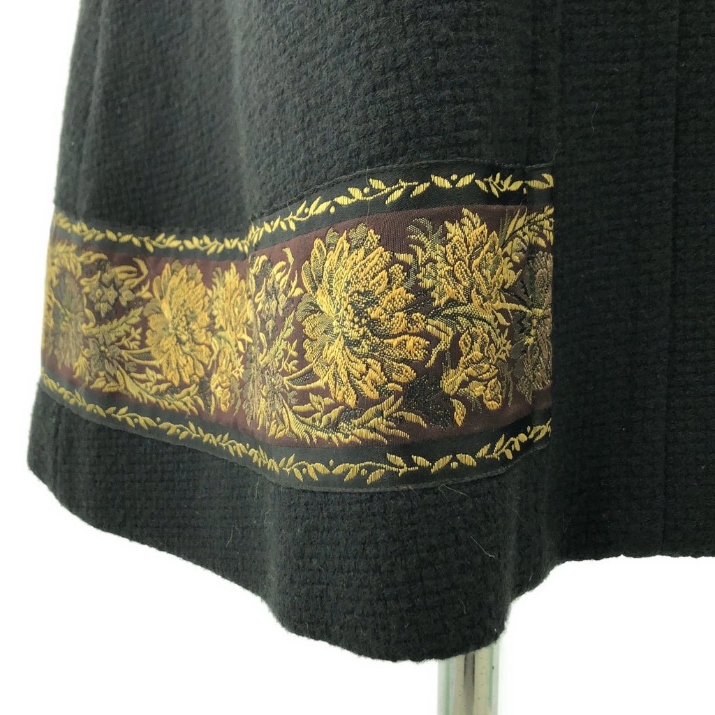 KENZO / ケンゾー | ウール エンブロイダリー ベルテッド シングル オーバーコート / 柄総裏地 | 40 | ブラック | レディース