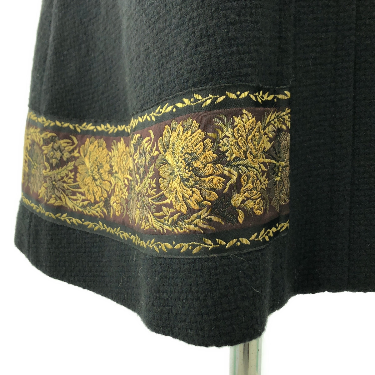 KENZO / ケンゾー | ウール エンブロイダリー ベルテッド シングル オーバーコート / 柄総裏地 | 40 | ブラック | レディース