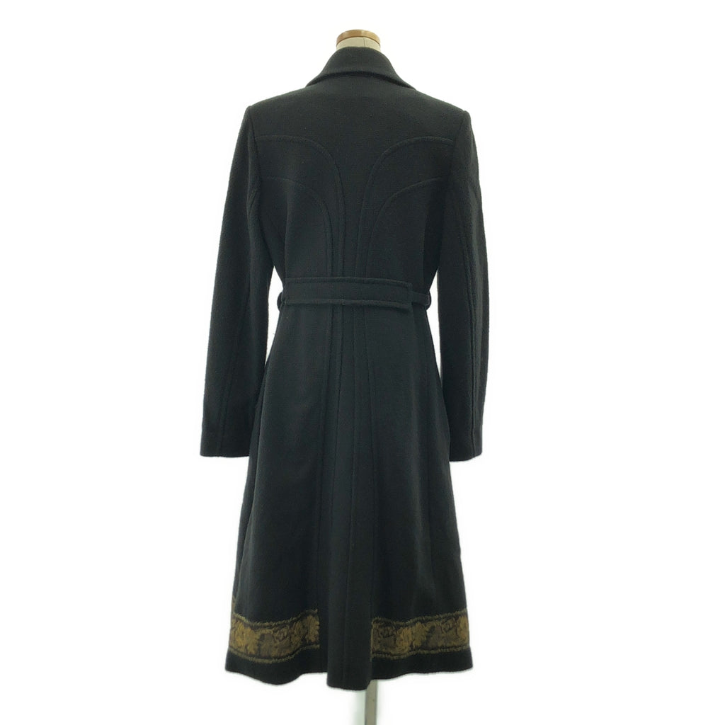 KENZO / ケンゾー | ウール エンブロイダリー ベルテッド シングル オーバーコート / 柄総裏地 | 40 | ブラック | レディース