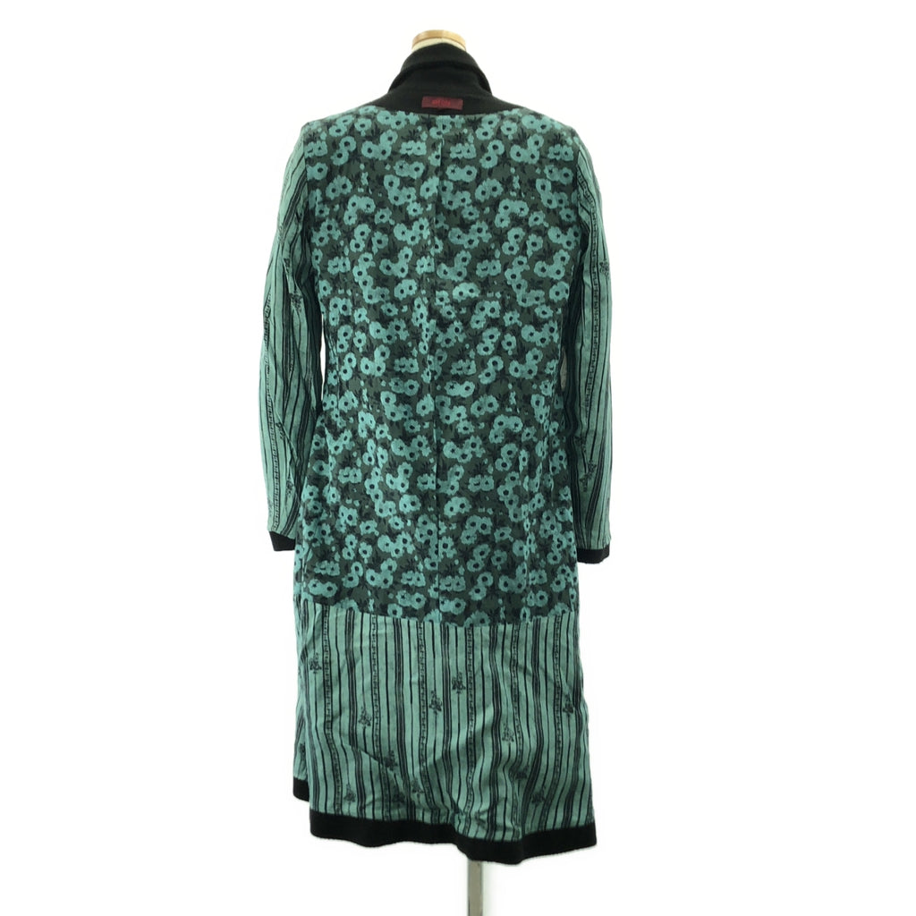 KENZO / ケンゾー | ウール エンブロイダリー ベルテッド シングル オーバーコート / 柄総裏地 | 40 | ブラック | レディース