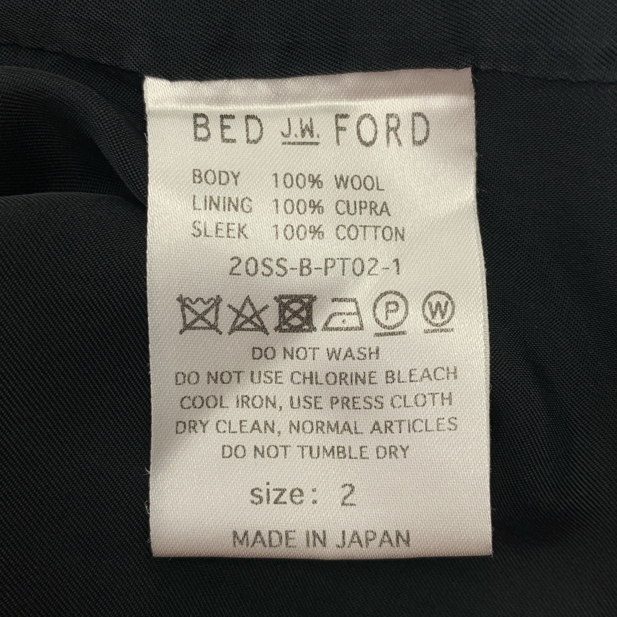 BED J.W. FORD / ベッドフォード | Two Tucks Pants 2タック ワイドスラックス | 2 | ブラック | メンズ