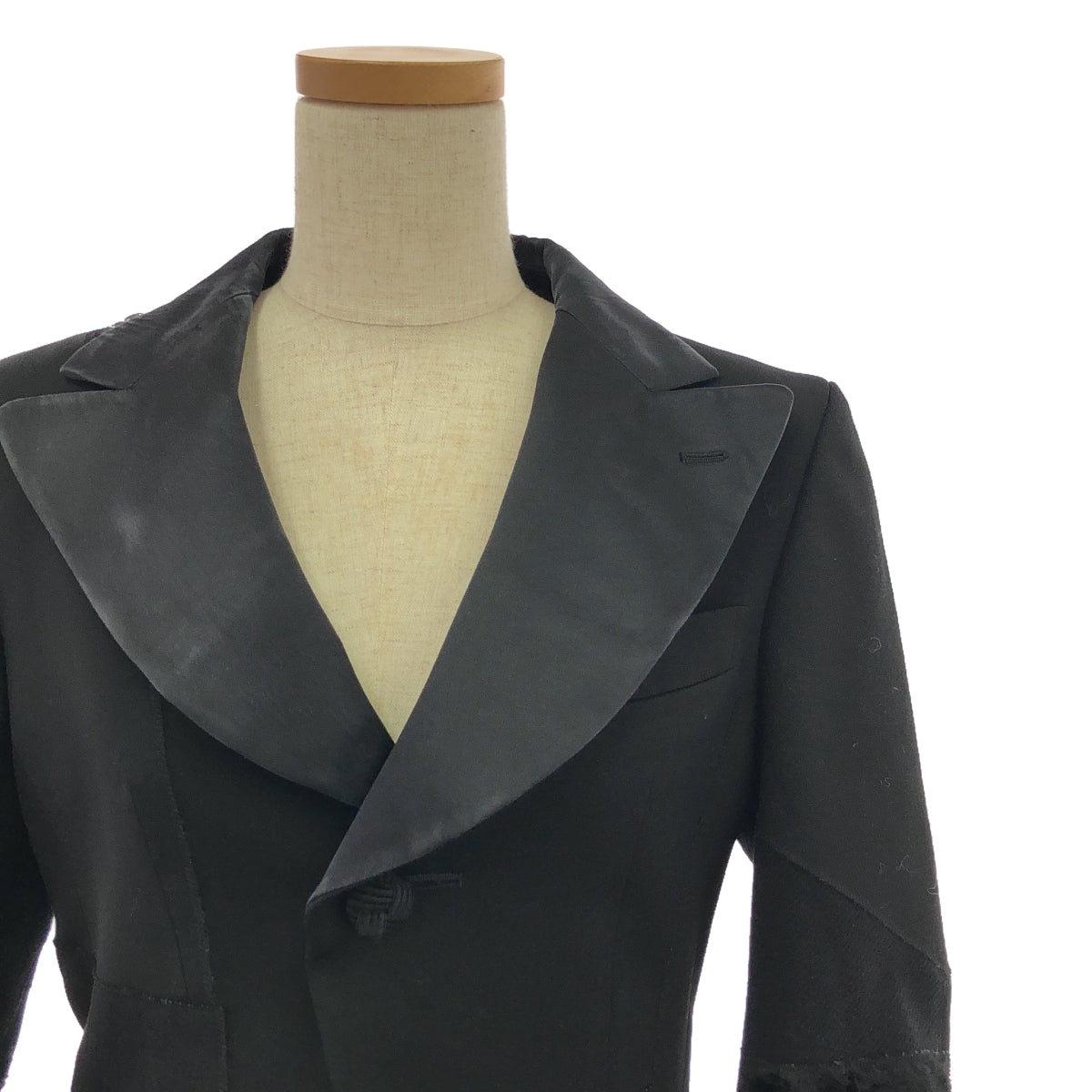 JUNYA WATANABE COMME des GARCONS / 준야와타나베 | 2014AW | 변형 다른 소재 백 장식 레이스 전환 패치 워크 재킷 / 총 안감 | XS | 블랙 | 여성