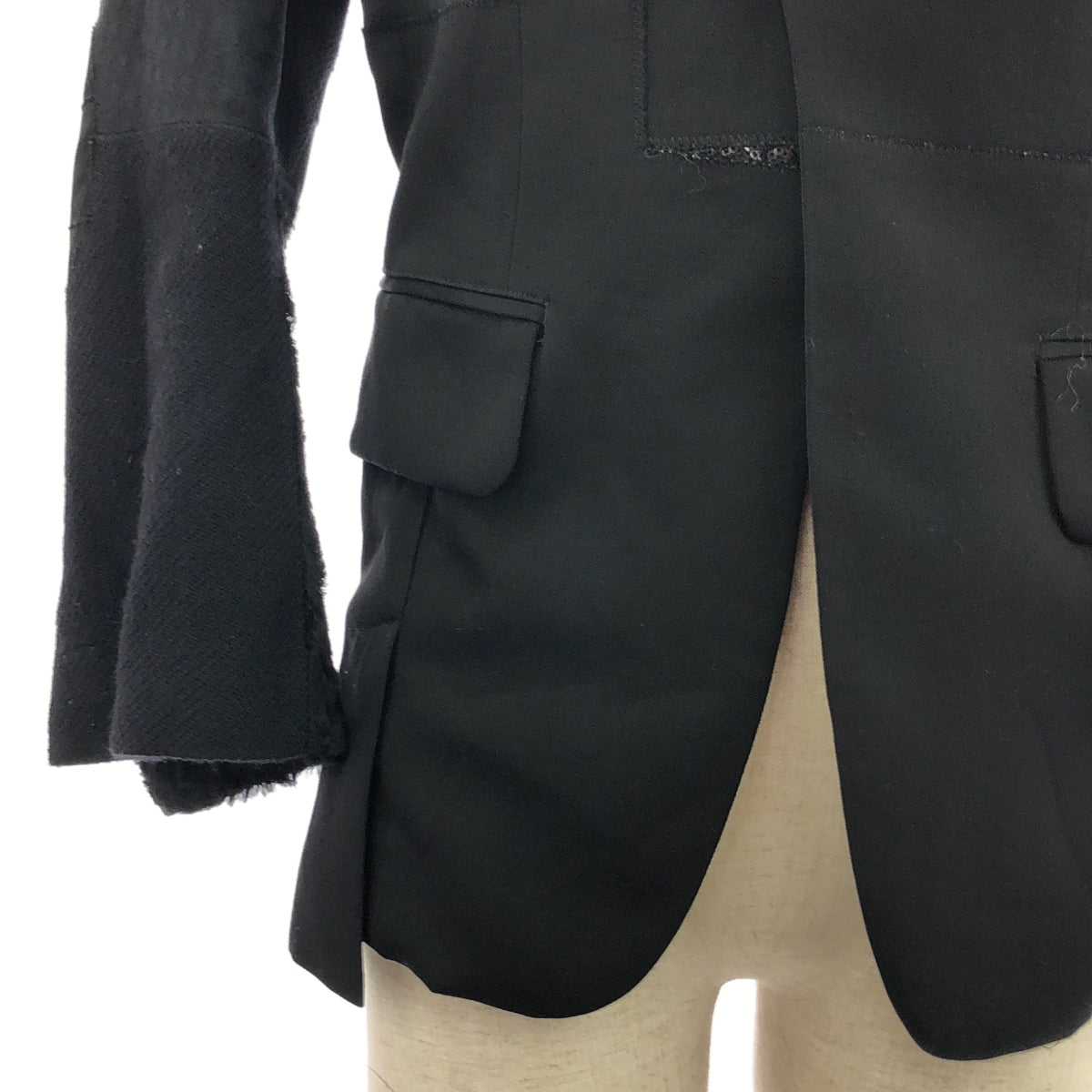 JUNYA WATANABE COMME des GARCONS / 준야와타나베 | 2014AW | 변형 다른 소재 백 장식 레이스 전환 패치 워크 재킷 / 총 안감 | XS | 블랙 | 여성