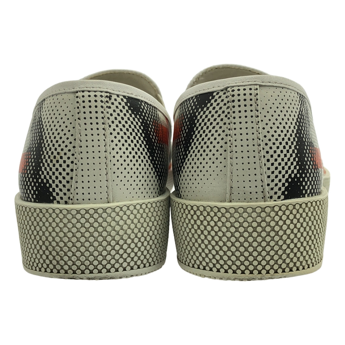 PRADA / 프라다 | 총 무늬 슬립온 운동화 | 37 1/2 | 화이트 / 오렌지 | 여성