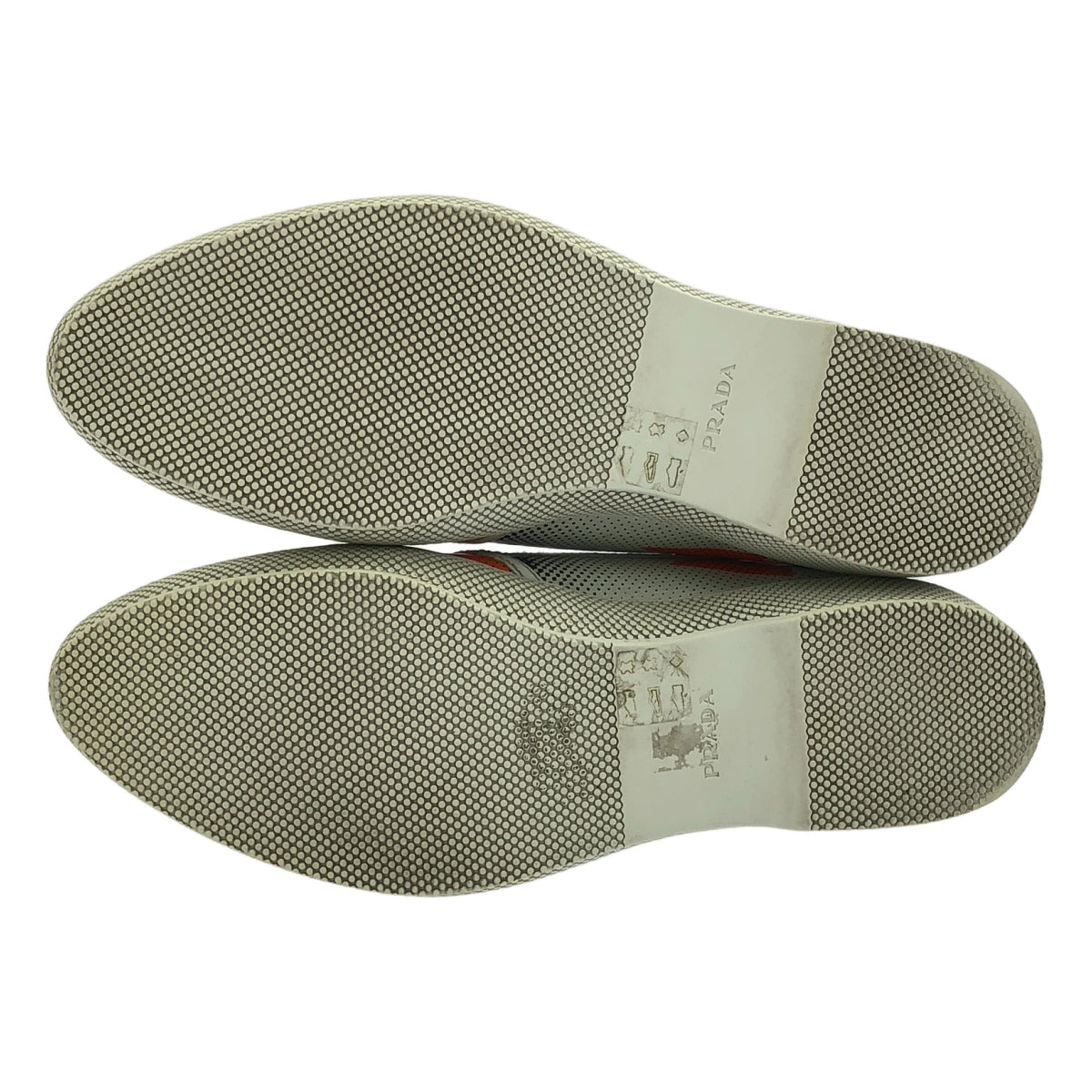 PRADA / 프라다 | 총 무늬 슬립온 운동화 | 37 1/2 | 화이트 / 오렌지 | 여성