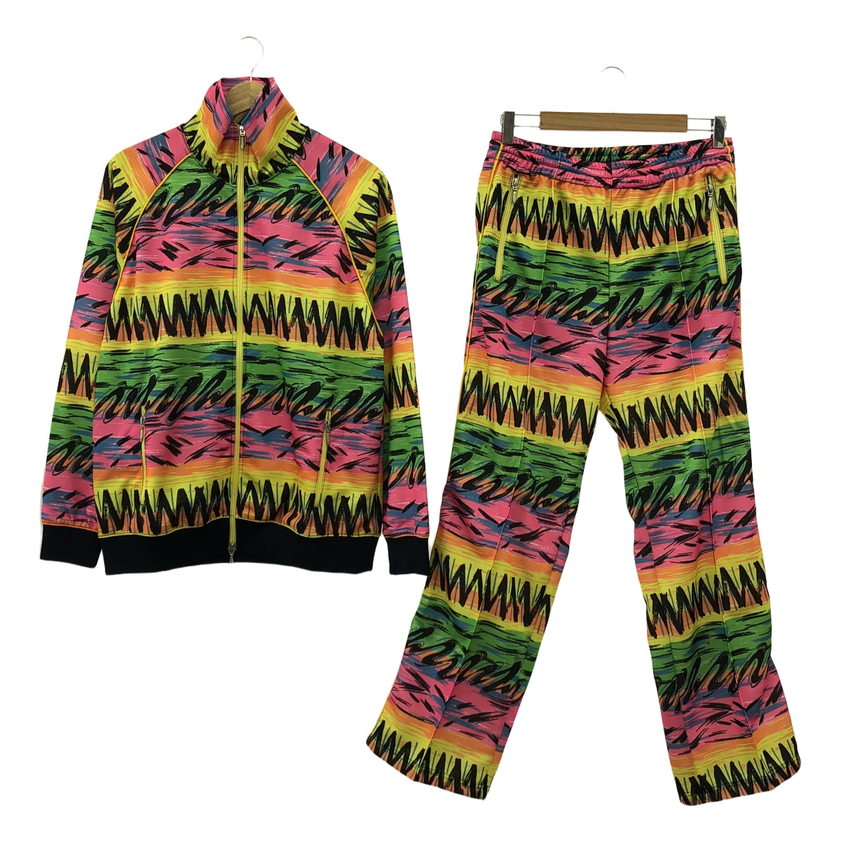 日本造型師 |設置全身印花平紋針織運動外套 / 抽繩舒適褲 | M |多色 |男士