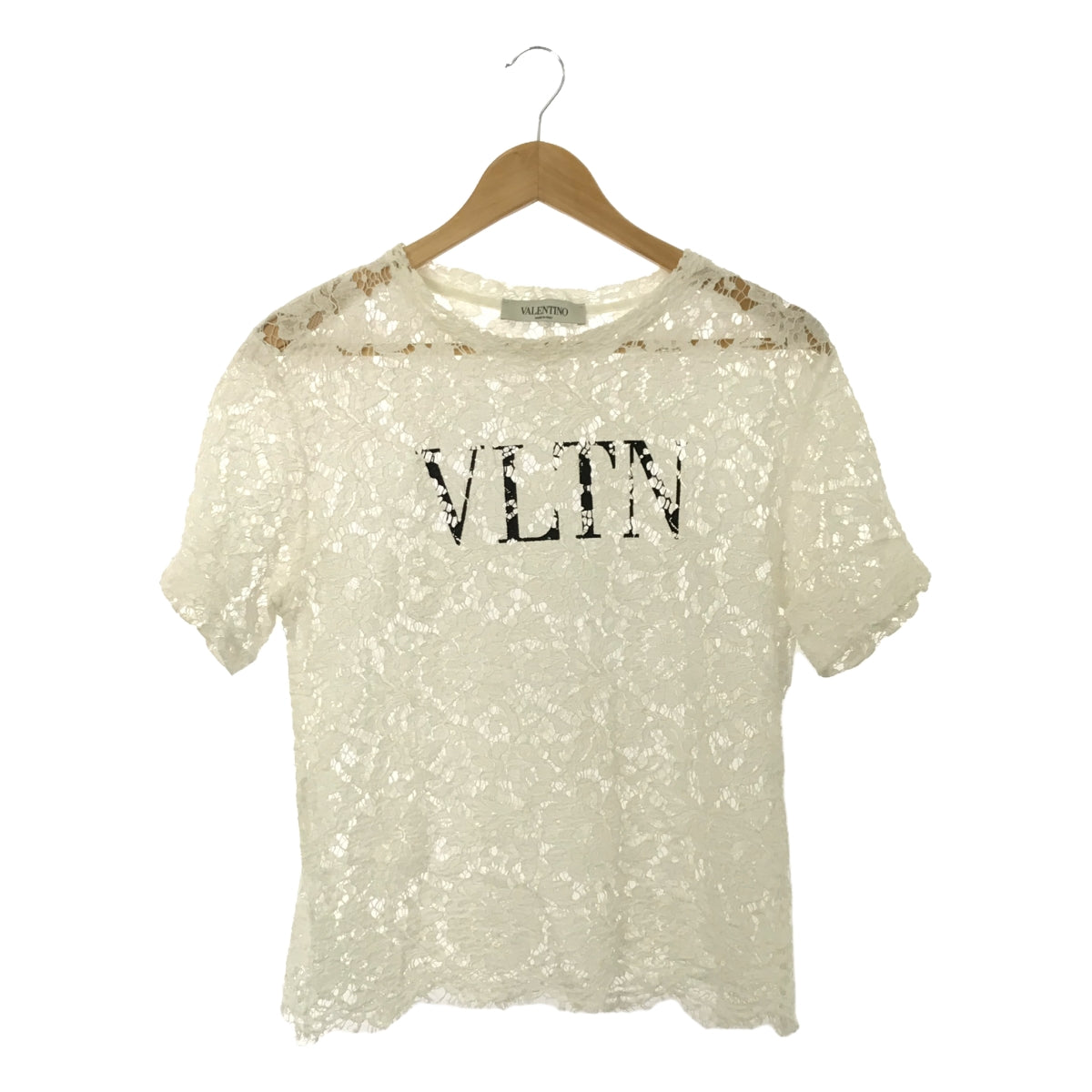 VALENTINO | VLTN logo cutwork lace blouse top | White | Women's