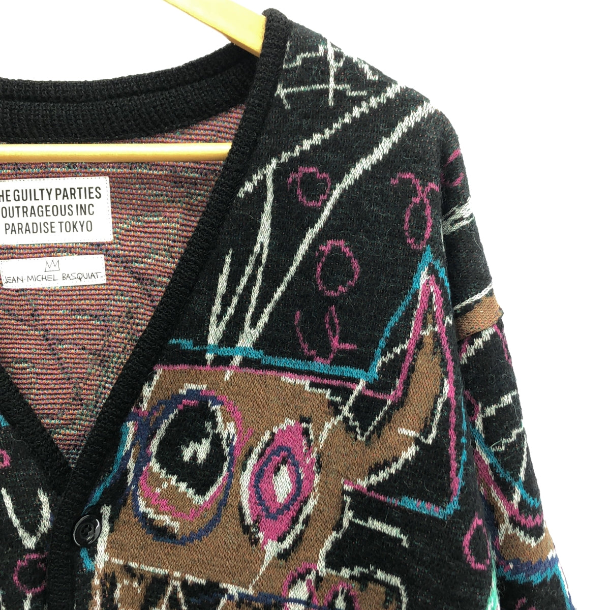 【新品】  WACKO MARIA / ワコマリア | JEAN-MICHEL BASQUIAT / CARDIGAN (TYPE-2)  バスキア カーディガン | L | ONE | メンズ