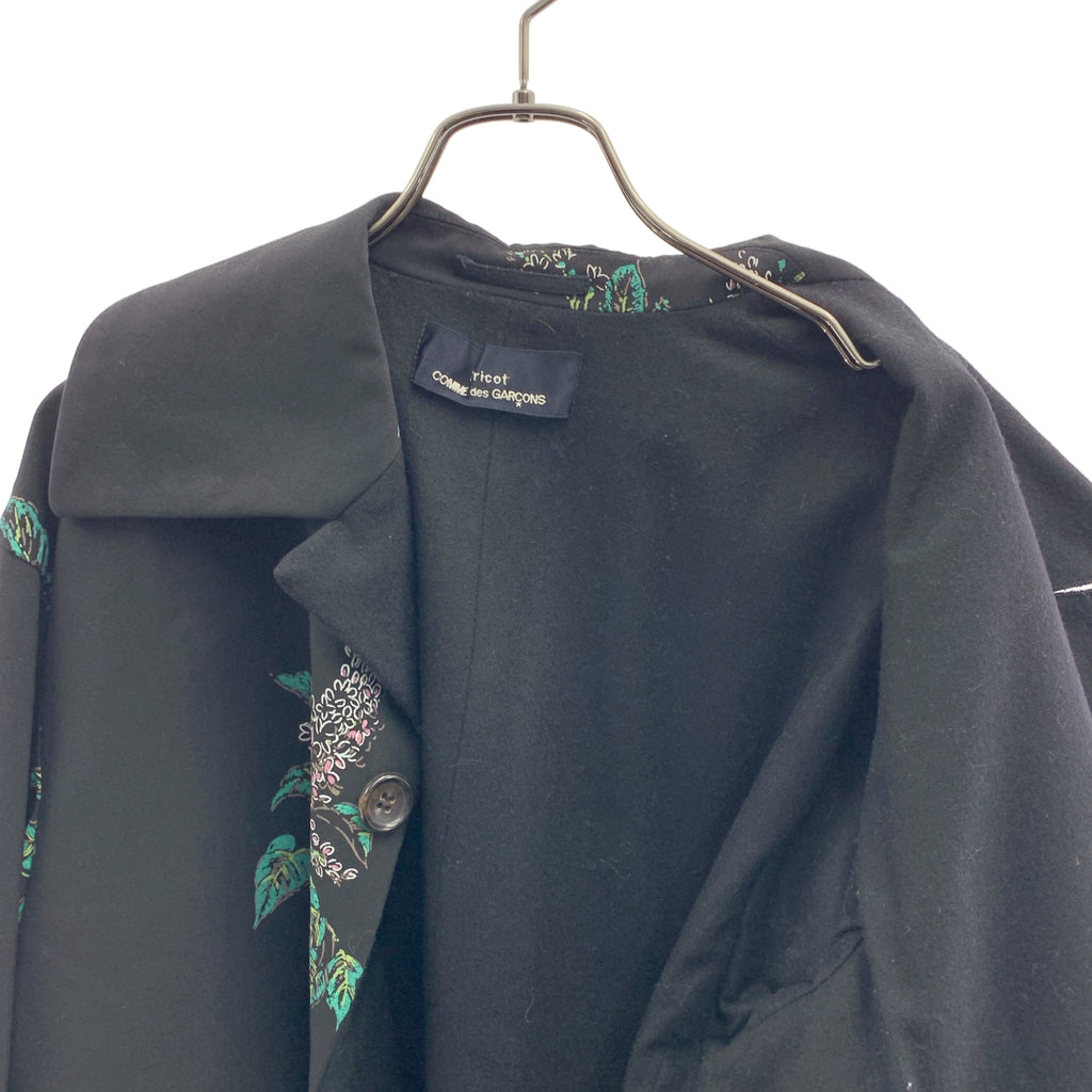 【美品】  tricot COMME des GARCONS / トリココムデギャルソン | AD1996 | ウール フラワープリント テーラドジャケット | ブラック | レディース