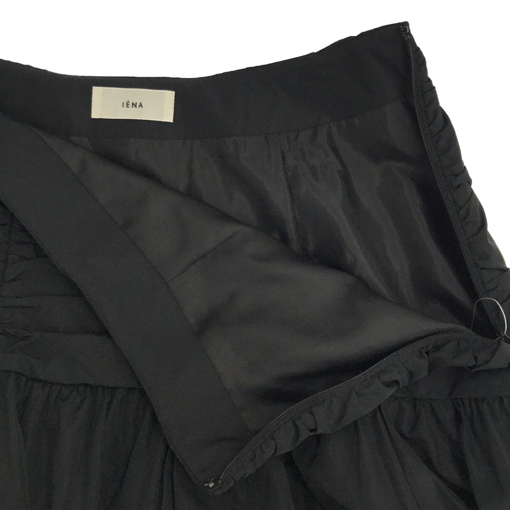 [新] IENA | 2024SS |褶皺設計塔夫綢裙 | 38 |黑色 |女性的