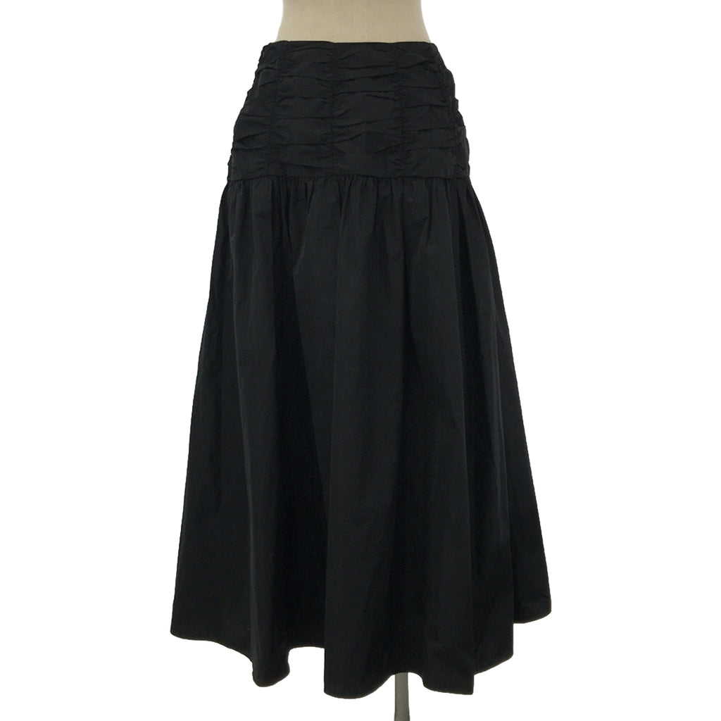 [新] IENA | 2024SS |褶皺設計塔夫綢裙 | 38 |黑色 |女性的