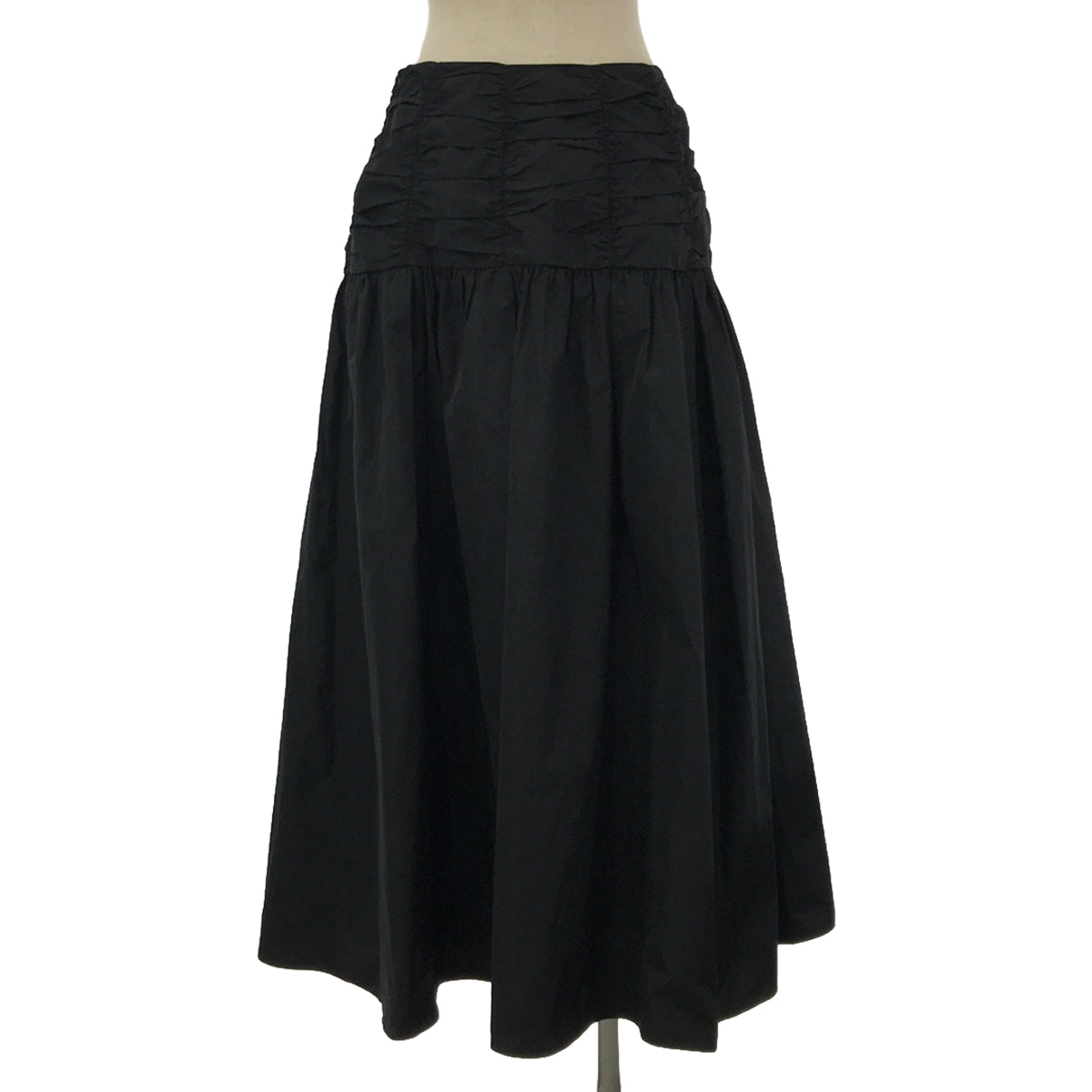 [新] IENA | 2024SS |褶皺設計塔夫綢裙 | 38 |黑色 |女性的