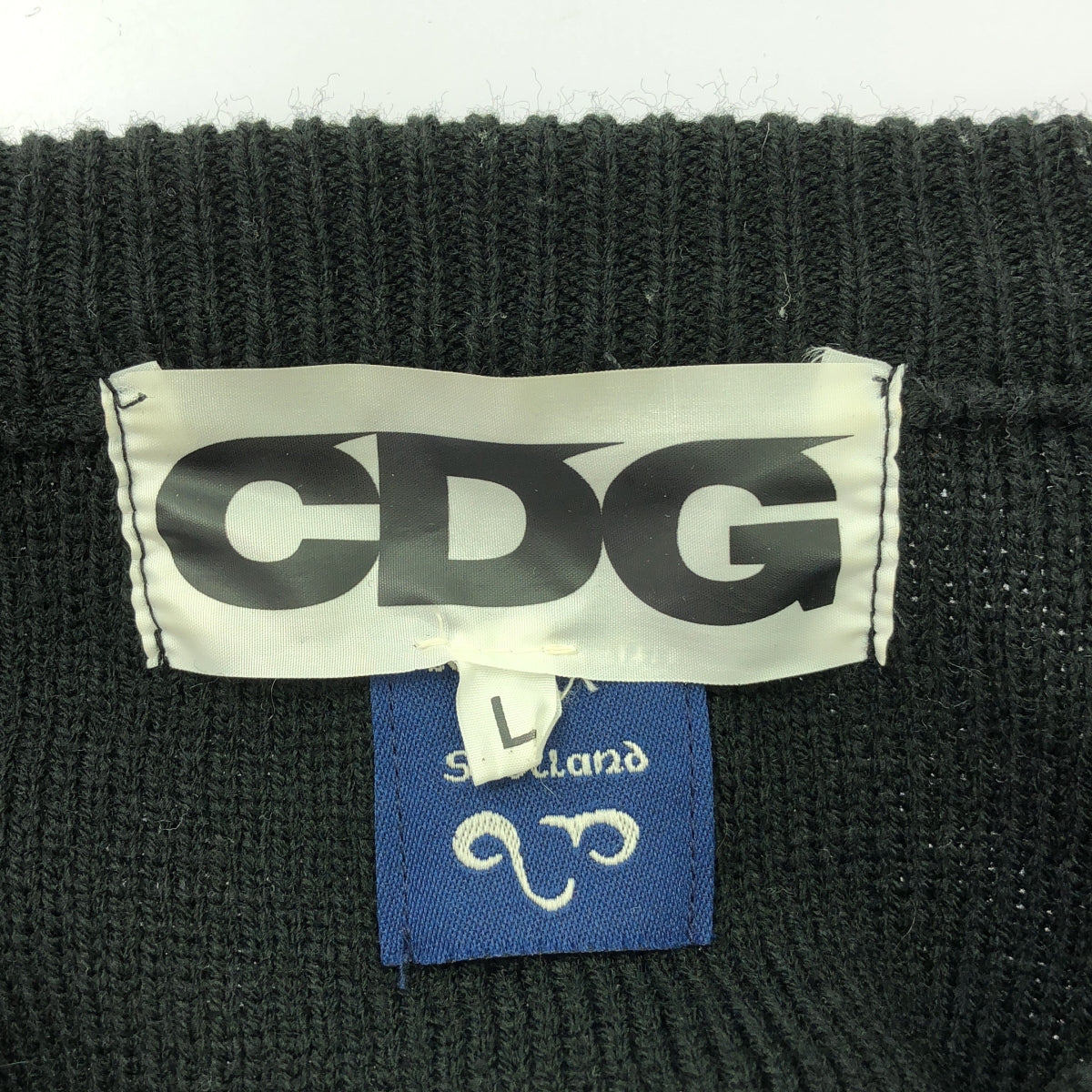 COMME des GARCONS / コムデギャルソン | CDG × LOCHAVEN of SCOTLAND / ロックオブエーベン スリット ニット | L | ブラック | メンズ