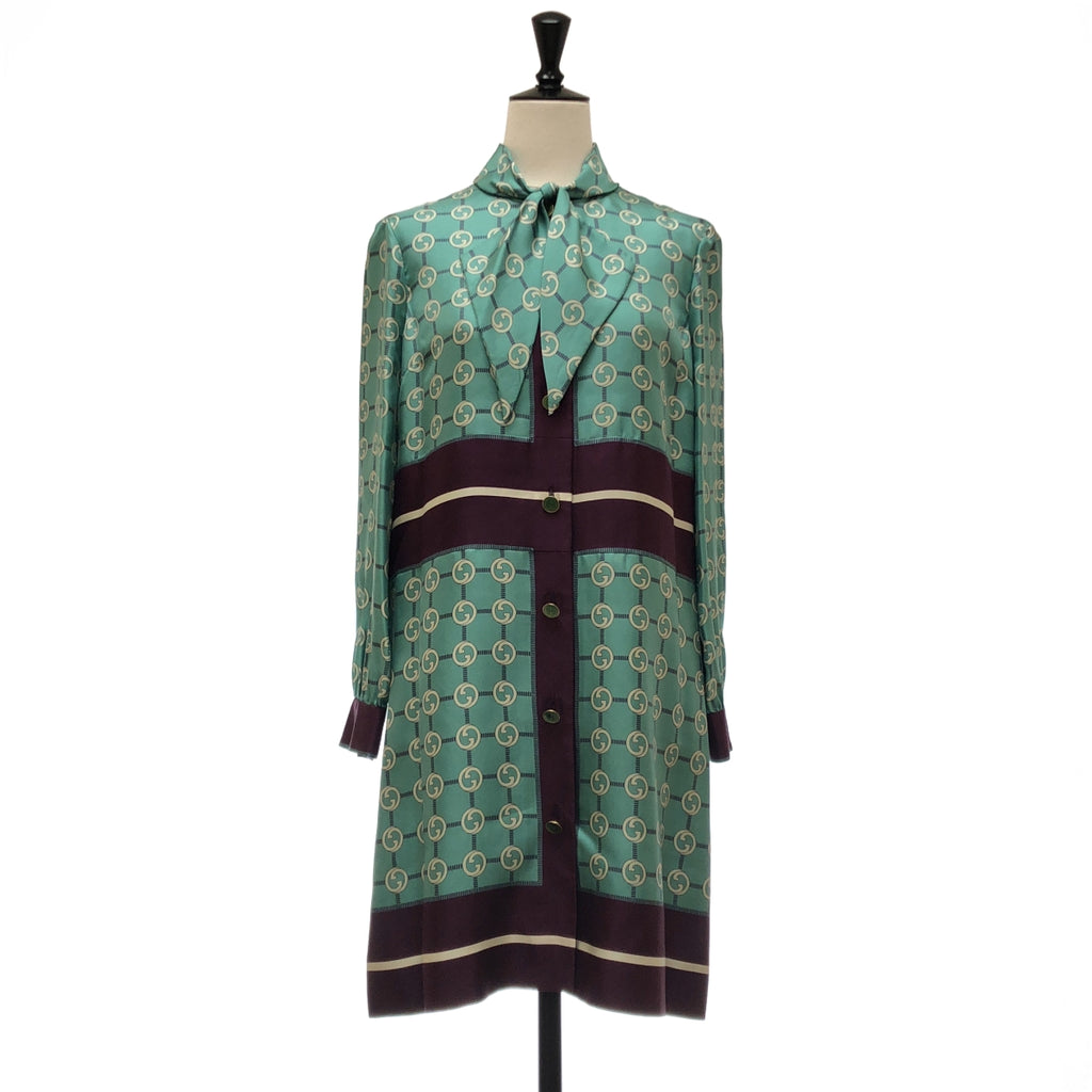 GUCCI / グッチ | インターロッキング シルク タイ ワンピース | 36 | レディース